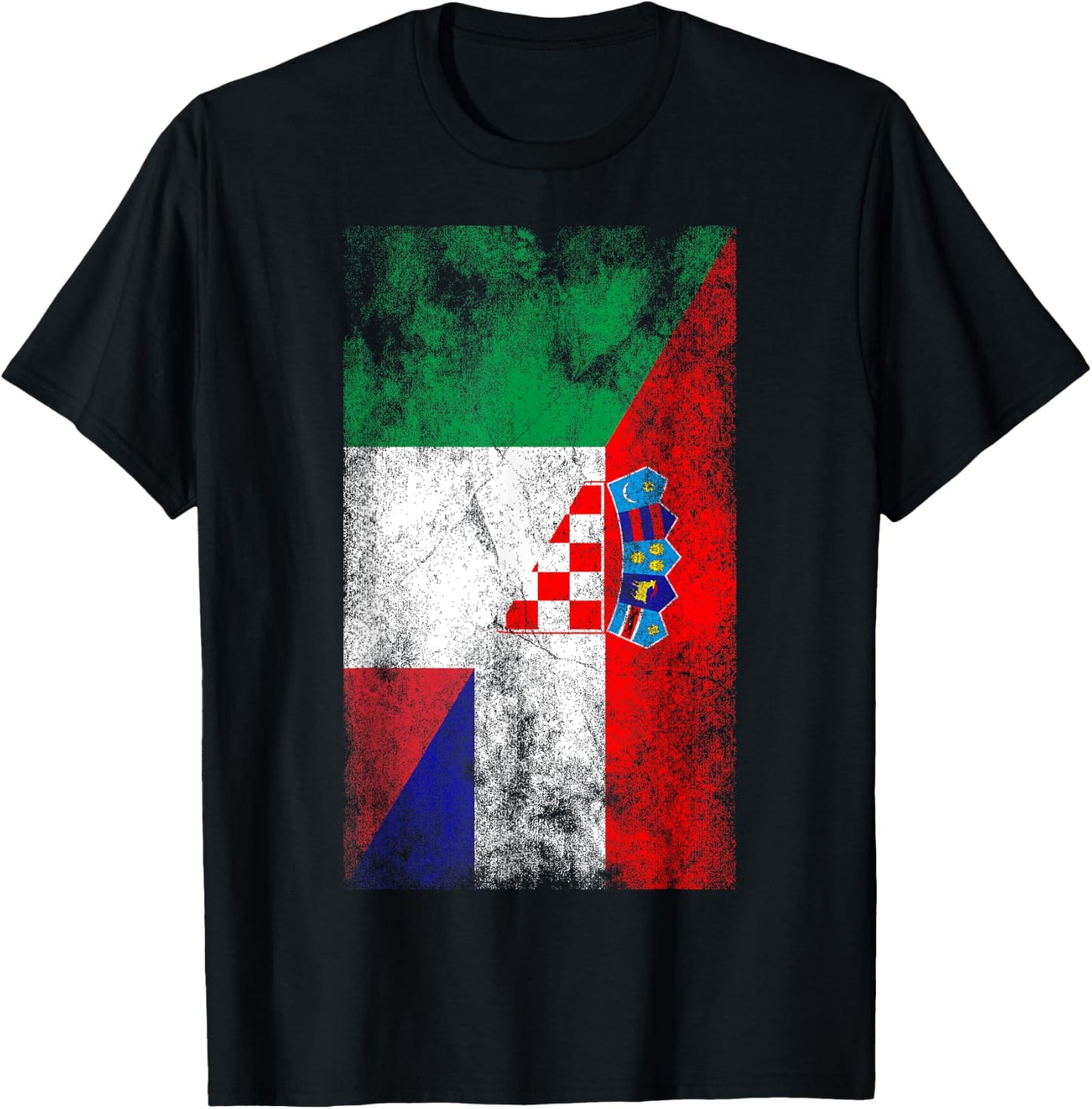 Italy Croatia Flags - Italian Croatian T-Shirt - T-Shirt | Black