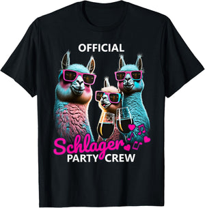 PARTY HASE Outfits für Party und Kneipentour Official Schlager Party Crew T-Shirt - T-Shirt | Black