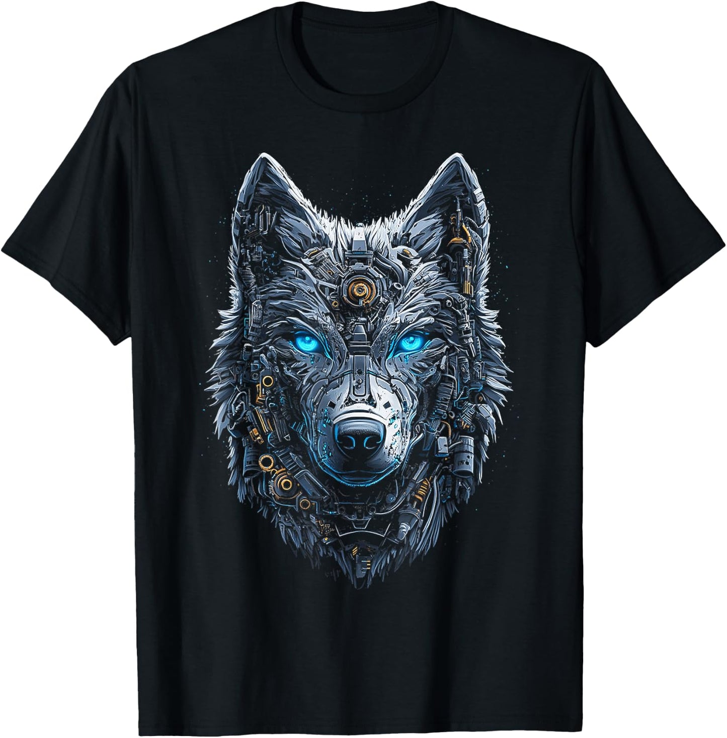 Wolf Animal Graphic Blue Eyes Art Wolf T-Shirt - T-Shirt | Black