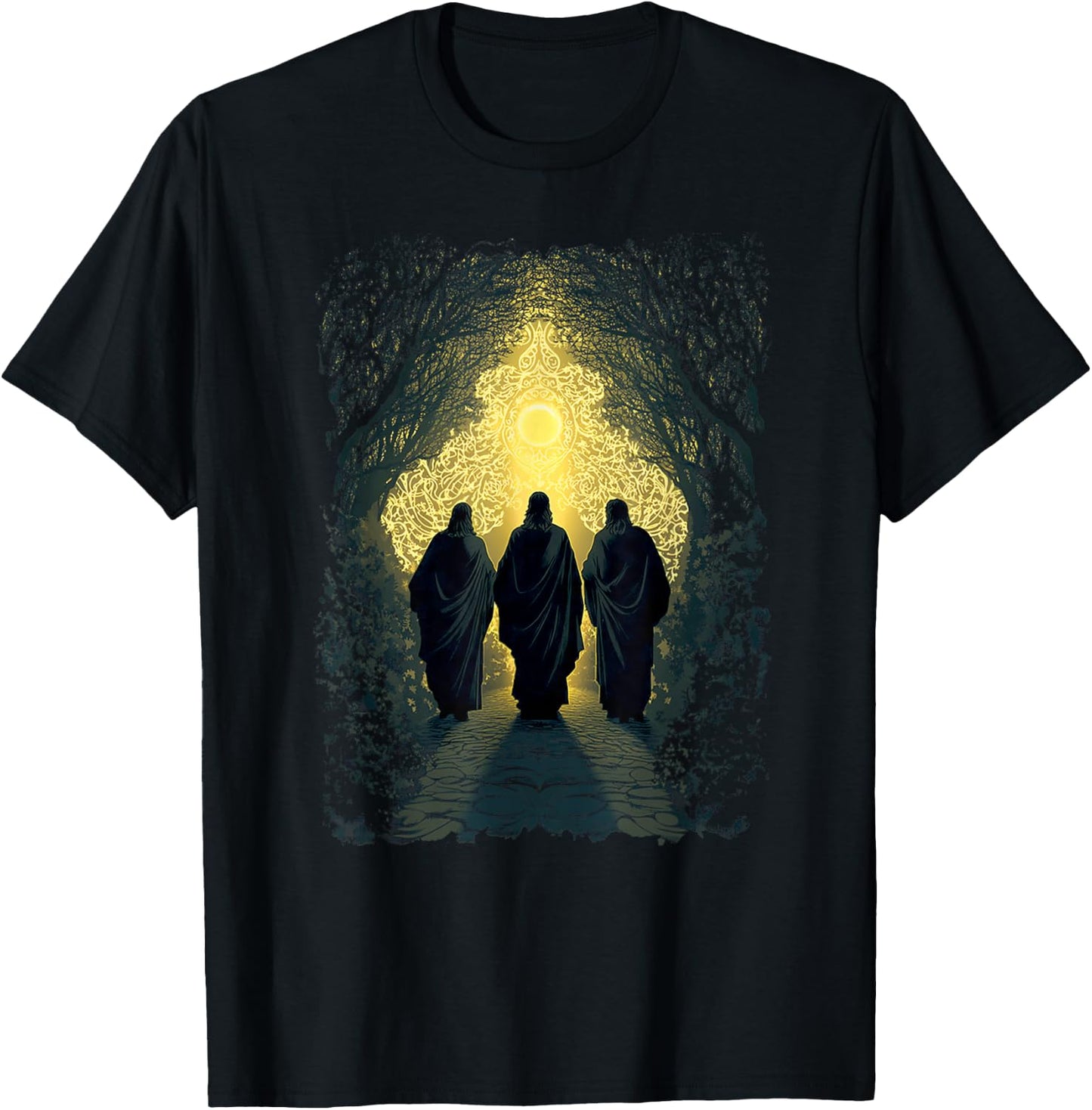 Sacred Christian Easter - The Road to Emmaus, Happy Easter T-Shirt - T-Shirt | Black