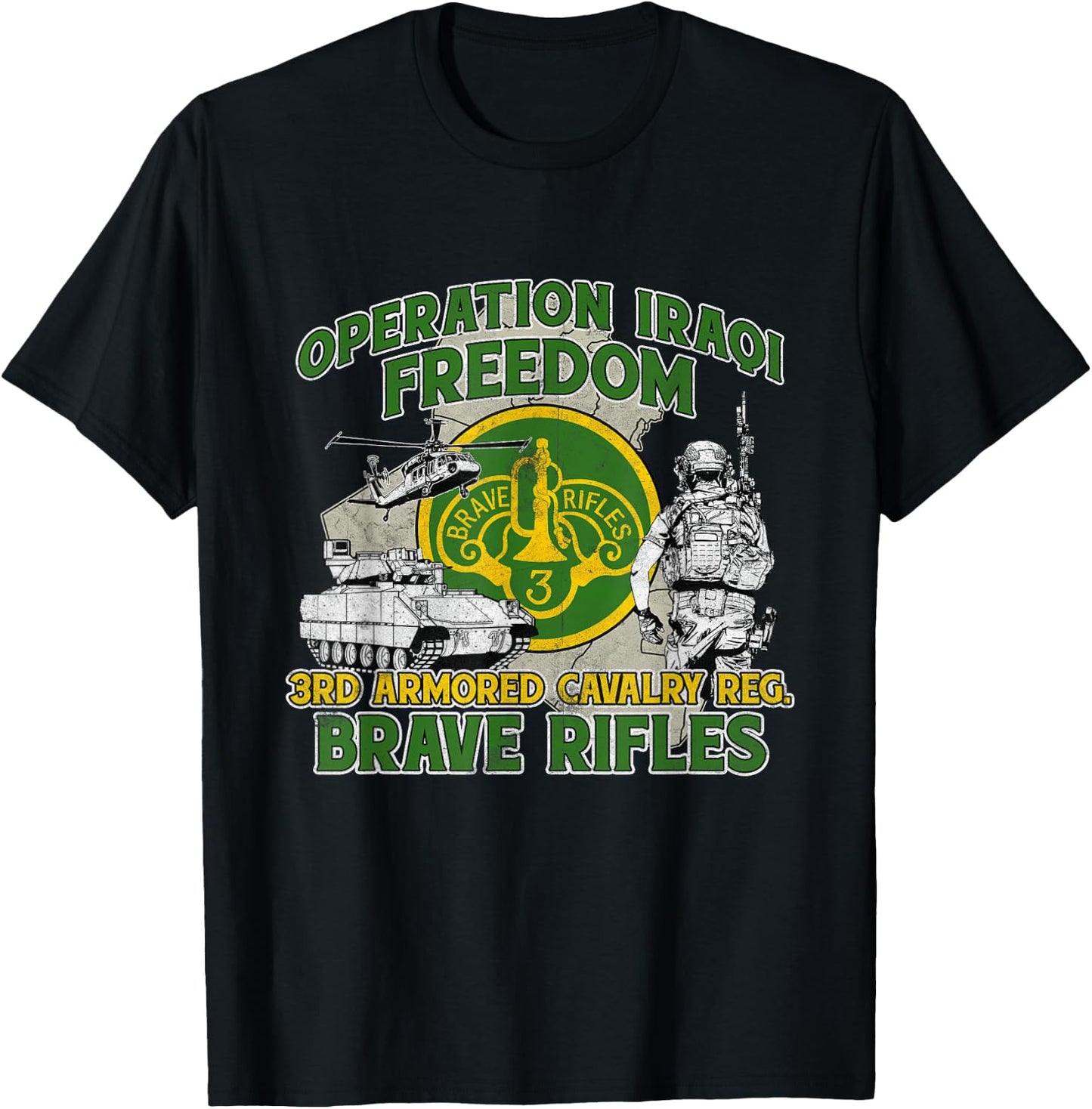 3rd Armored Cavalry Regiment Operation Iraqi Freedom OIF T-Shirt - T-Shirt | Black