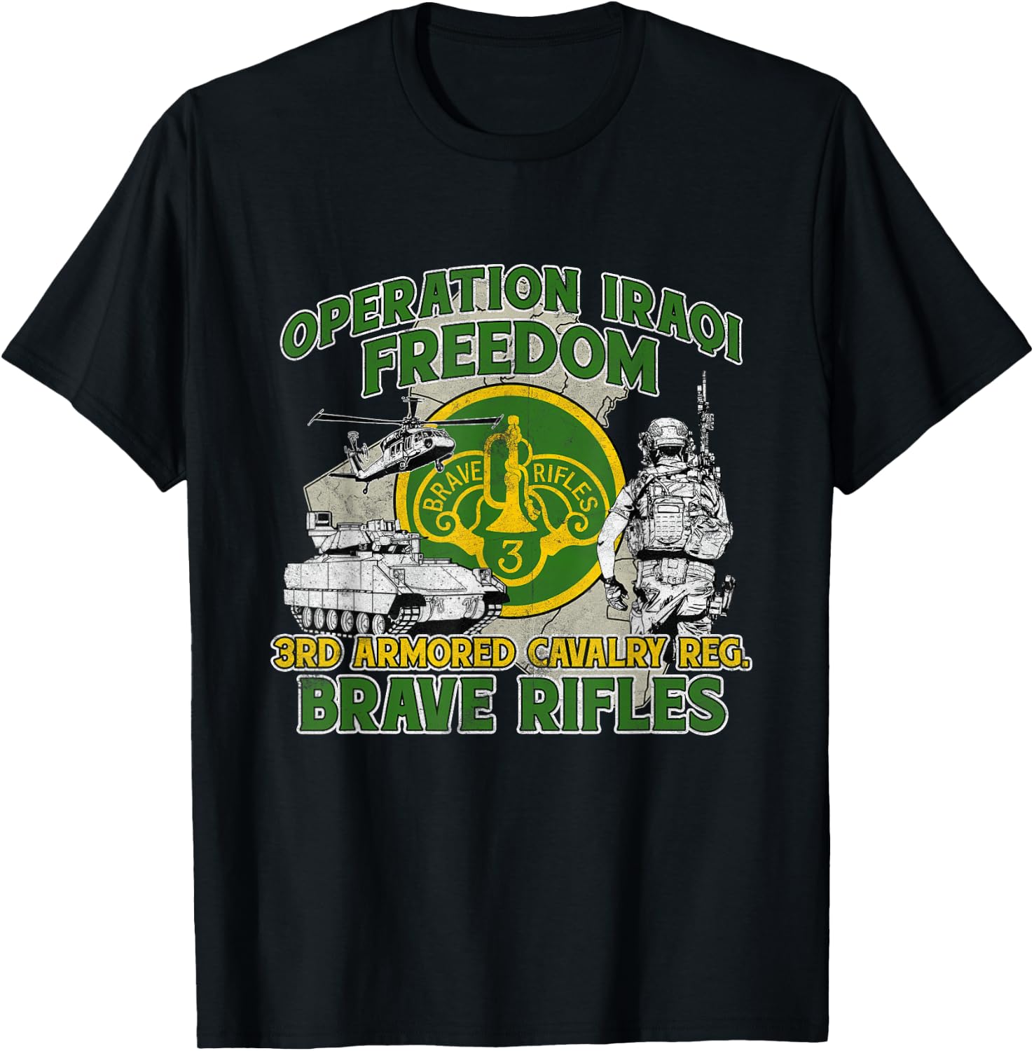 3rd Armored Cavalry Regiment Operation Iraqi Freedom OIF T-Shirt - T-Shirt | Black