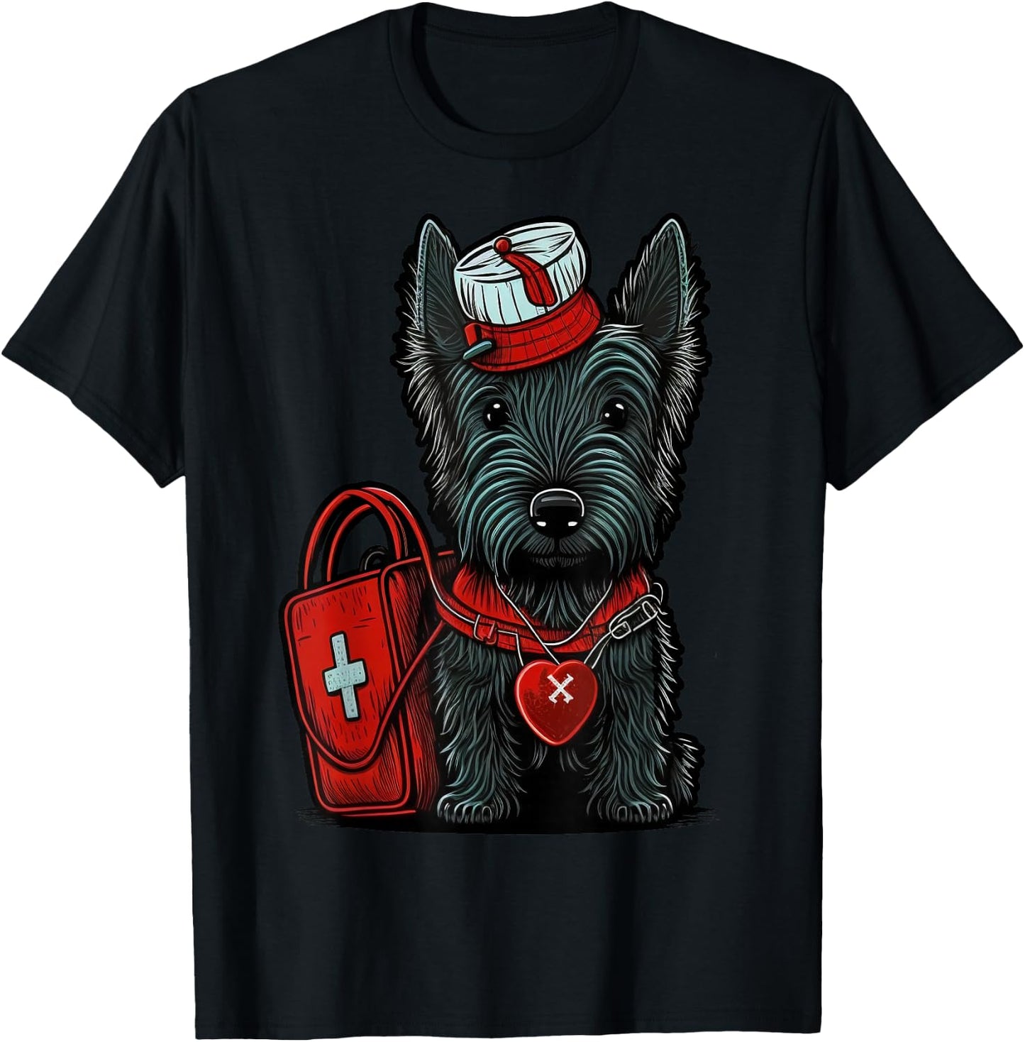 Medical Nursing Scottie on Nurse Scottish Terrier T-Shirt - T-Shirt | Black