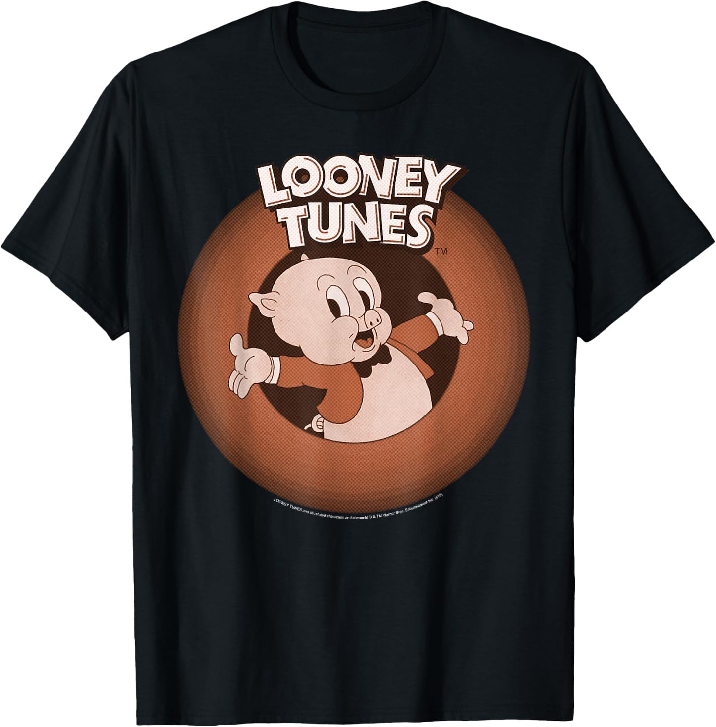 Looney Tunes Porky Pig Classic Logo Portrait T-Shirt - T-Shirt | Black