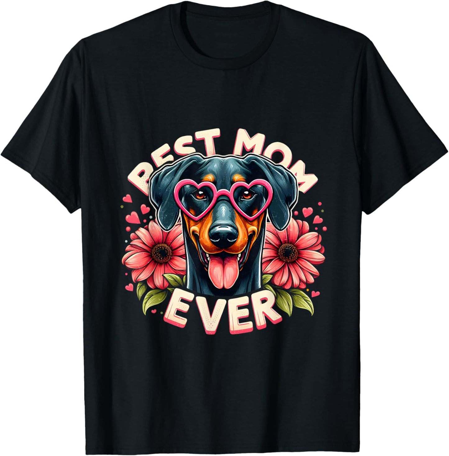Best Mom Ever Doberman Dog Bootleg Rap Style Funny Dog Mom T-Shirt - T-Shirt | Black