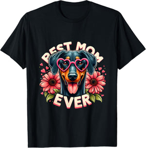 Best Mom Ever Doberman Dog Bootleg Rap Style Funny Dog Mom T-Shirt - T-Shirt | Black