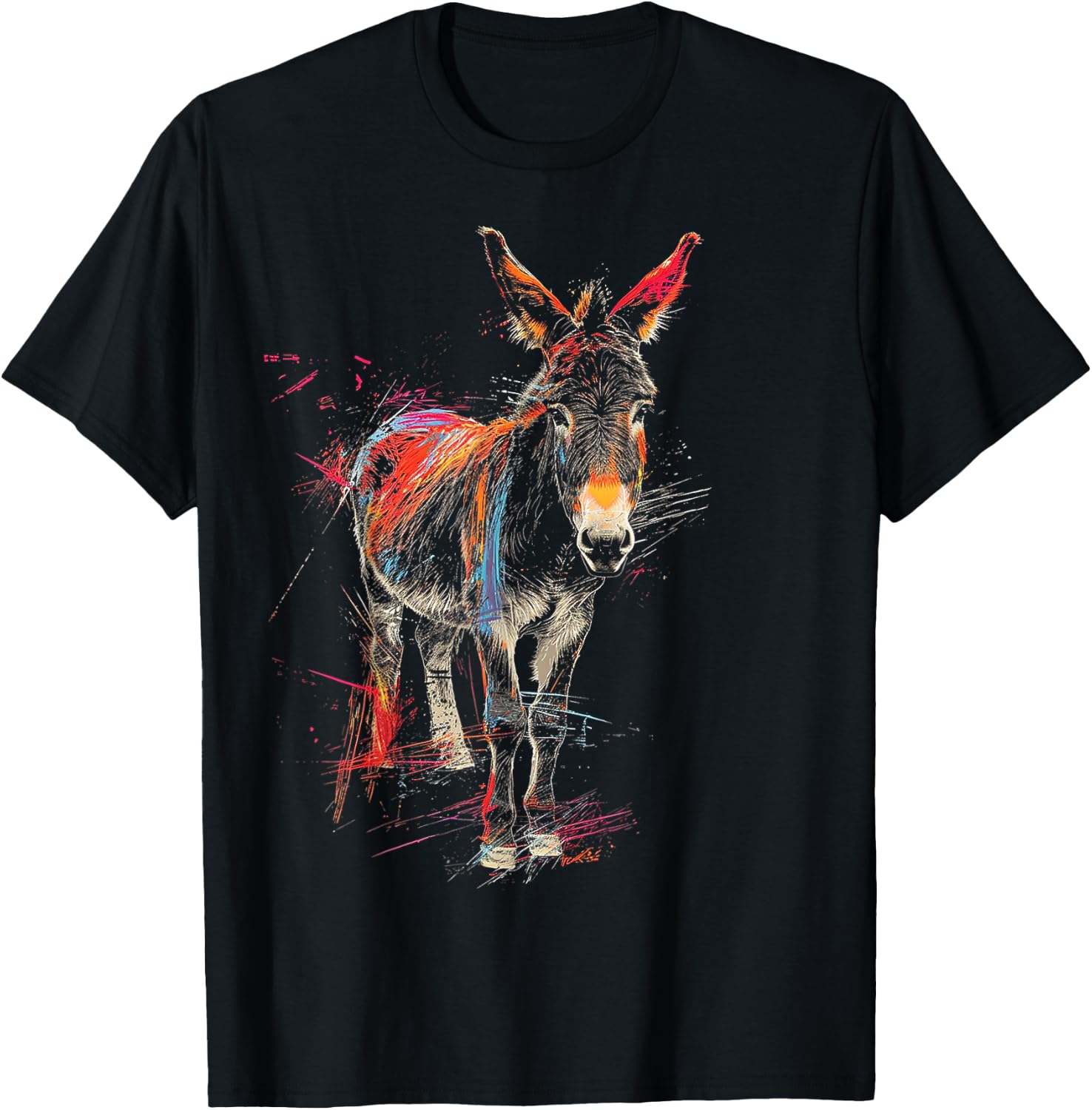 Donkey Animal Graphic Art Donkey , black T-Shirt - T-Shirt | Black