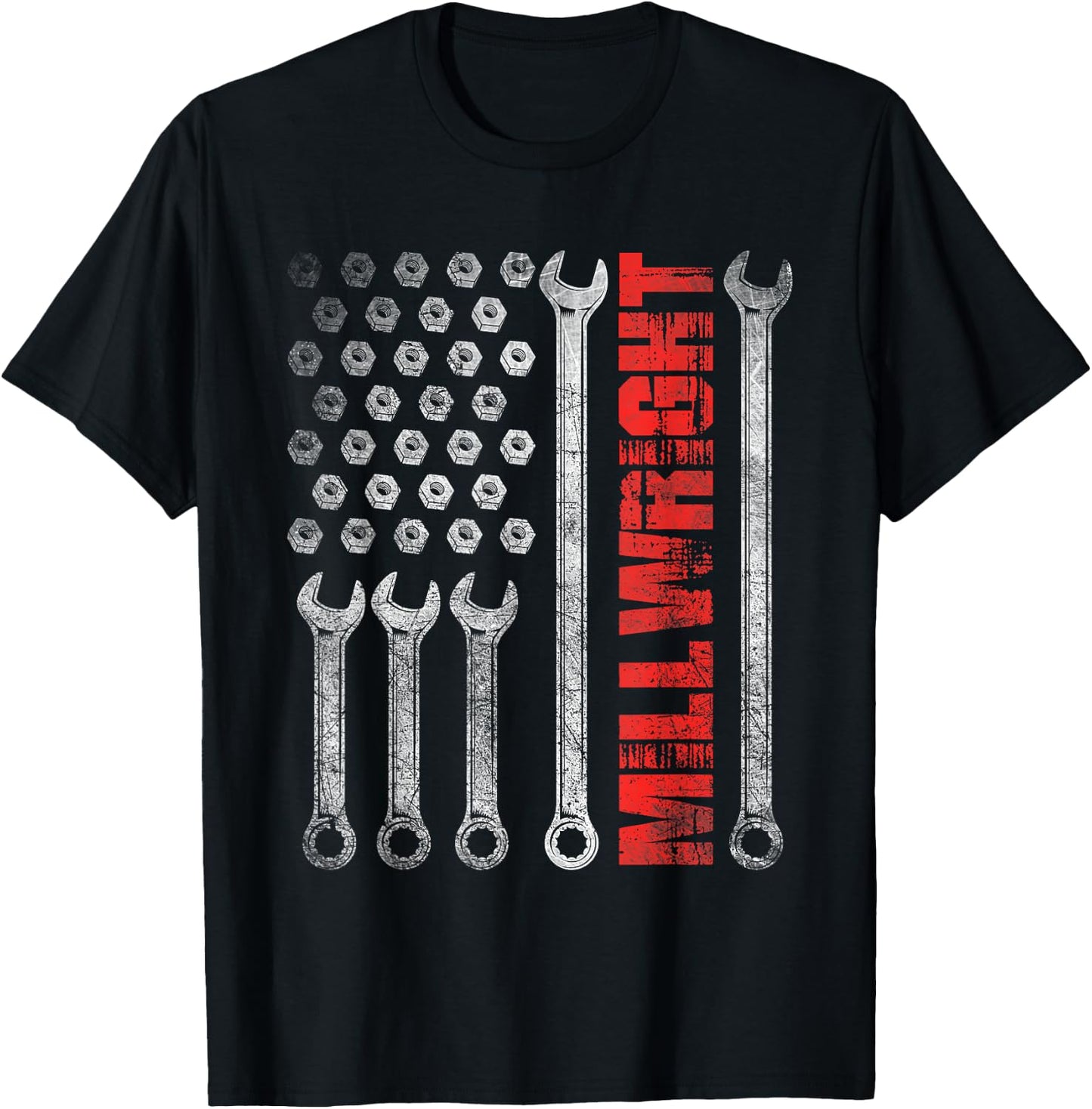 Millwright - Patriotic American Flag Machinist Steel Worker T-Shirt - T-Shirt | Black