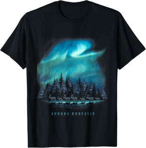 The Secret of Moose Aurora Borealis - Northern Lights - -Adults - Black - Small - Short Sleeve T-Shirt - T-Shirt | Black