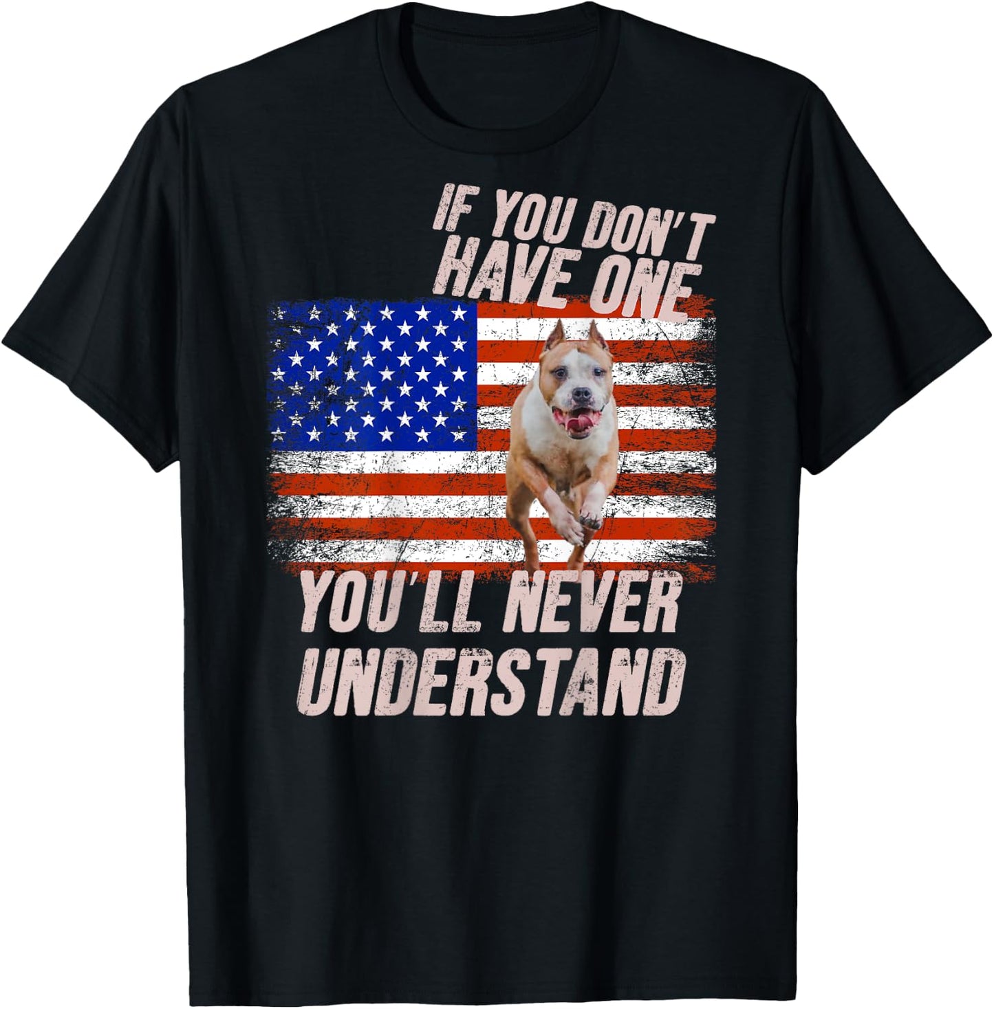 Funny Pitbull USA Shirt Pitbull Lover Gift Retro Pit T-Shirt - T-Shirt | Black