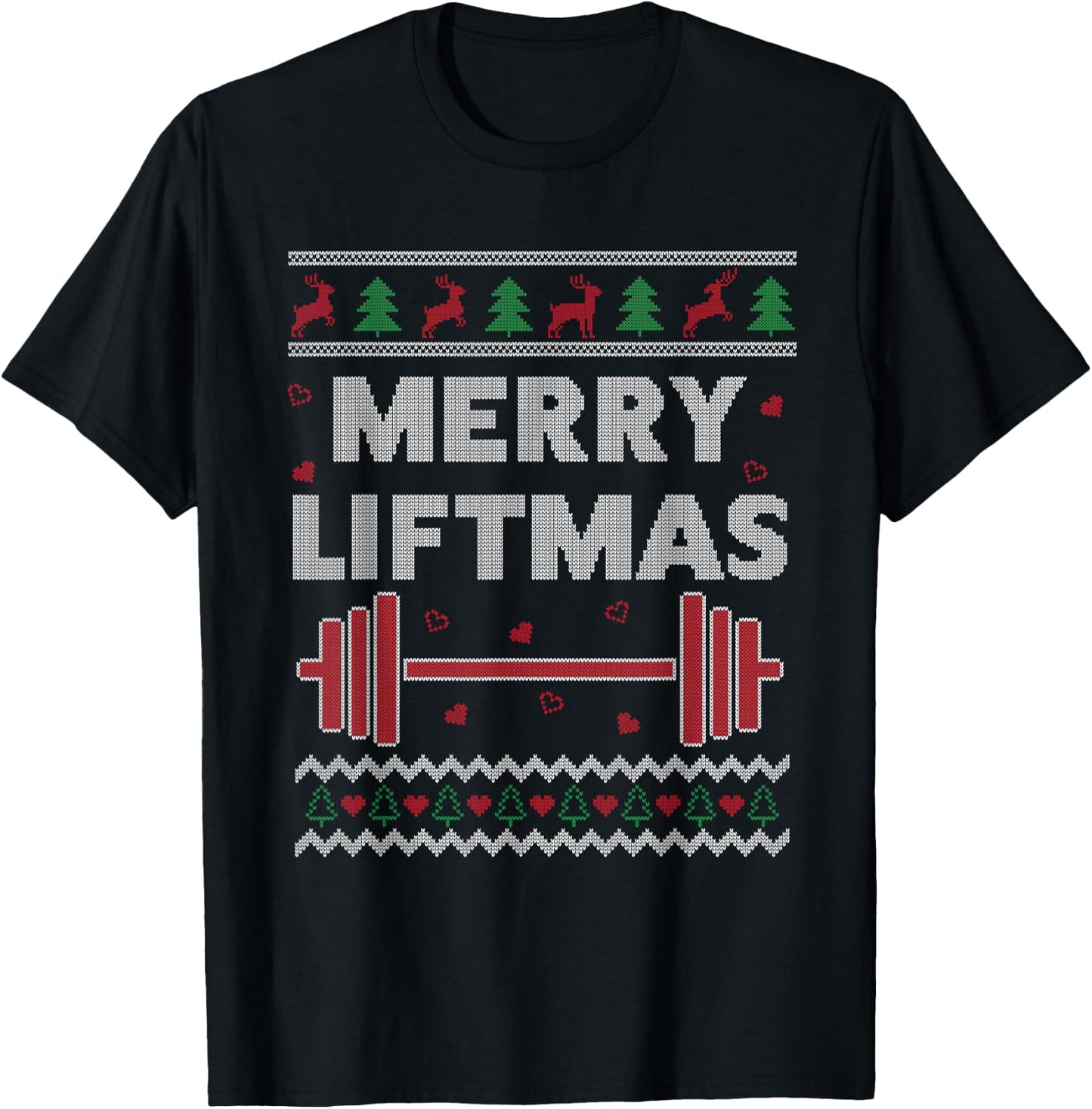 Merry Liftmas Ugly Christmas Gym Workout Funny Fitness T-Shirt - T-Shirt | Black