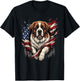 Saint Bernard Dog Patriotic American Flag 4th of July USA T-Shirt - T-Shirt | Black