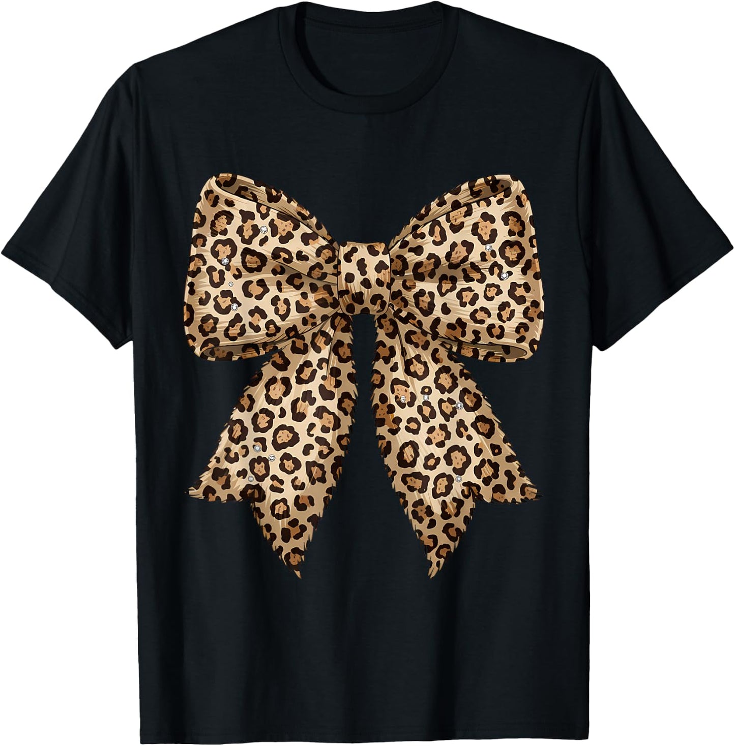Leopard Bow Coquette Cheetah Pattern T-Shirt - T-Shirt | Black