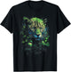 Animal Predator Jaguar Artwork Majestic Jaguar Jungle Wildlife Illustration - Black, -Adults, -Kids, Short Sleeve, Straight, Modern, Casual, All Seasons T-Shirt - T-Shirt | Black