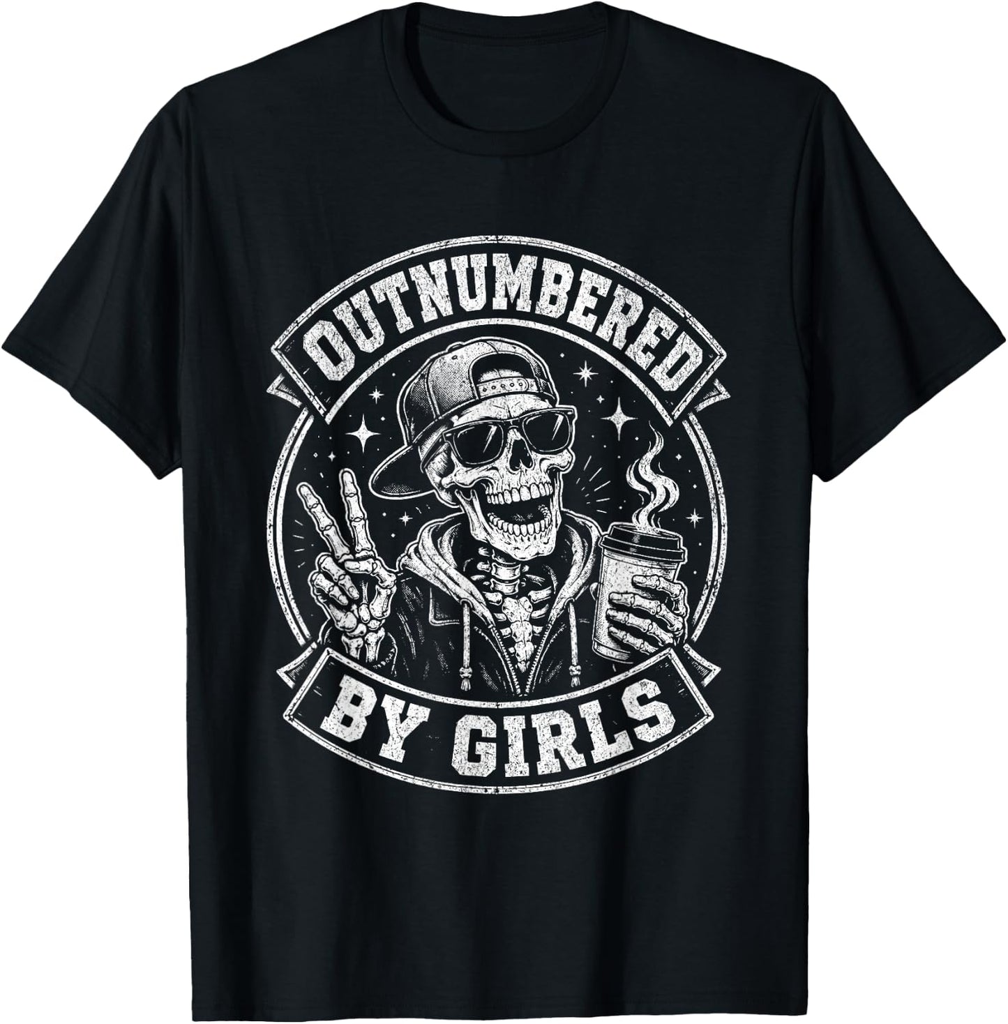 Outnumbered Girl Dad T-Shirt - T-Shirt | Black