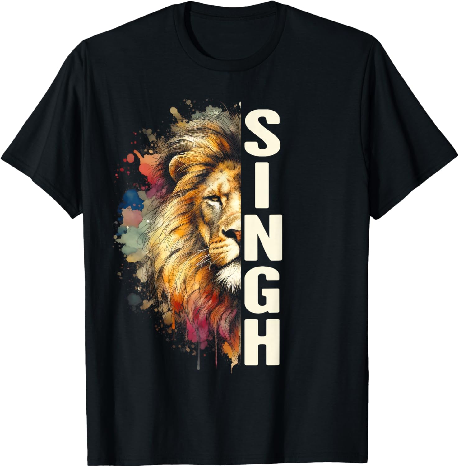 Lion Punjabi Pride Religious Sikh Faith Indian Singh Is King T-Shirt - T-Shirt | Black