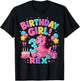 Rawr I'm 3 Three Rex Pink Dinosaur 3rd Birthday Girl Party T-Shirt - T-Shirt | Black