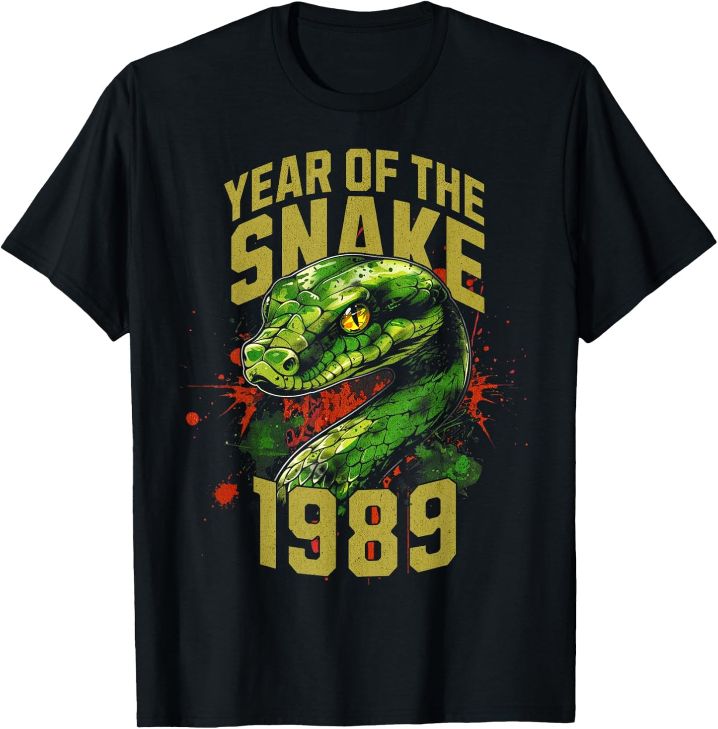 Born in 1989 Year of the Snake Chinese Zodiac Sign T-Shirt - T-Shirt | Black
