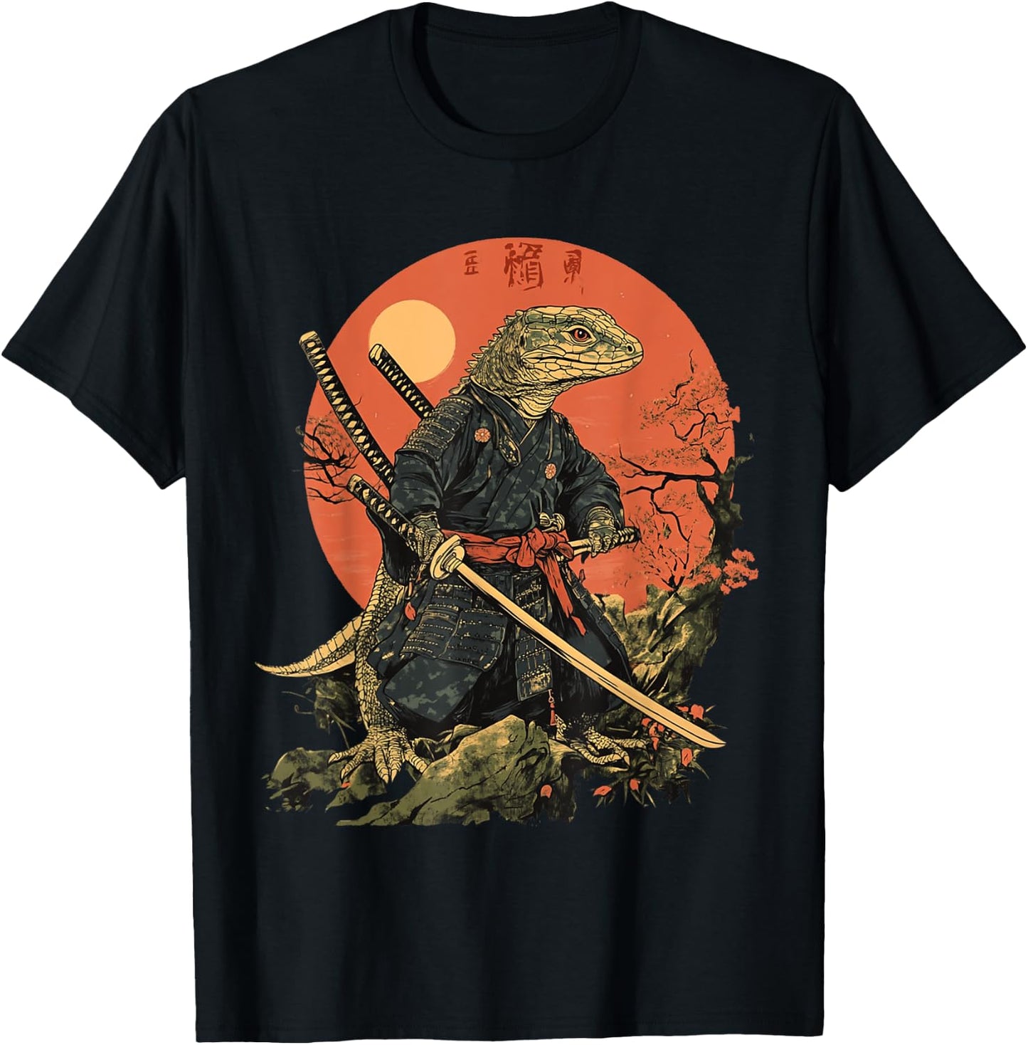 Reptile Japanese Ninja Samurai Anime Reptilian Lizard T-Shirt - T-Shirt | Black