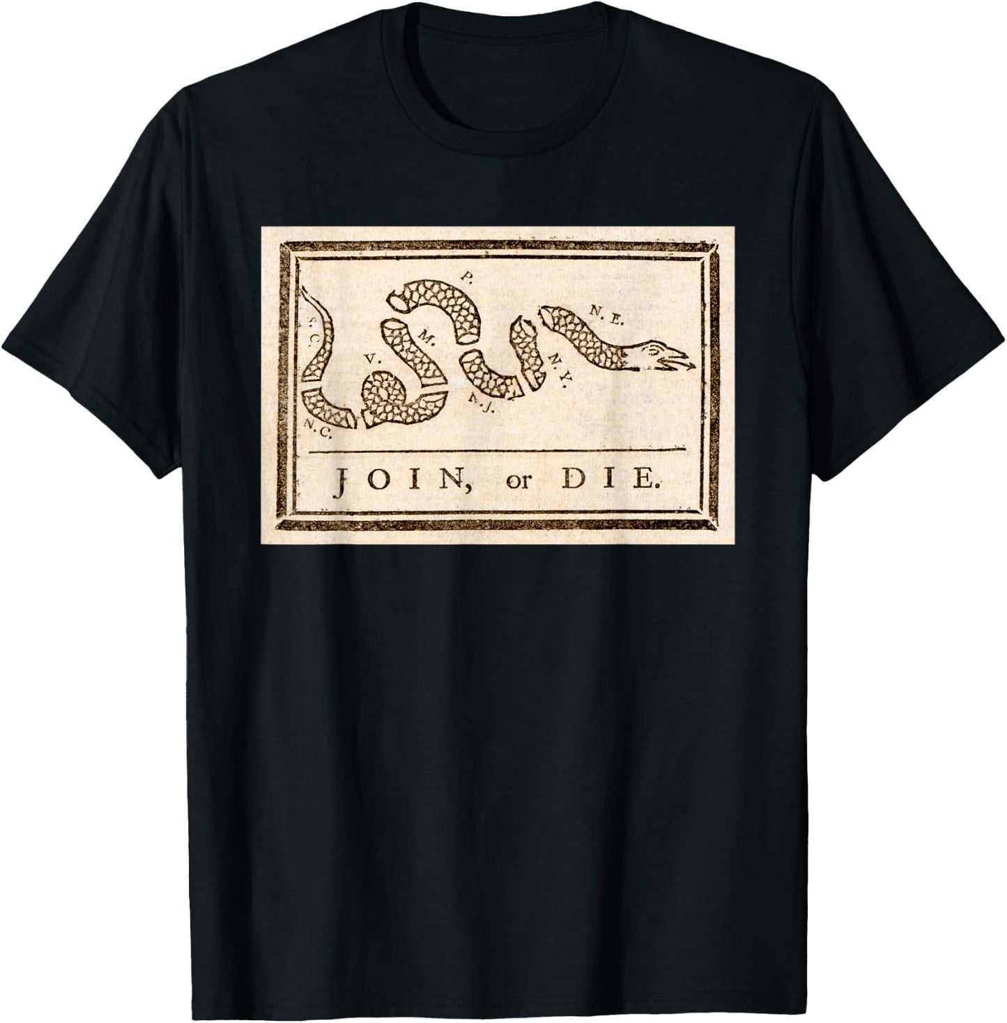 Join Or Die Snake - US History T-Shirt - T-Shirt | Black