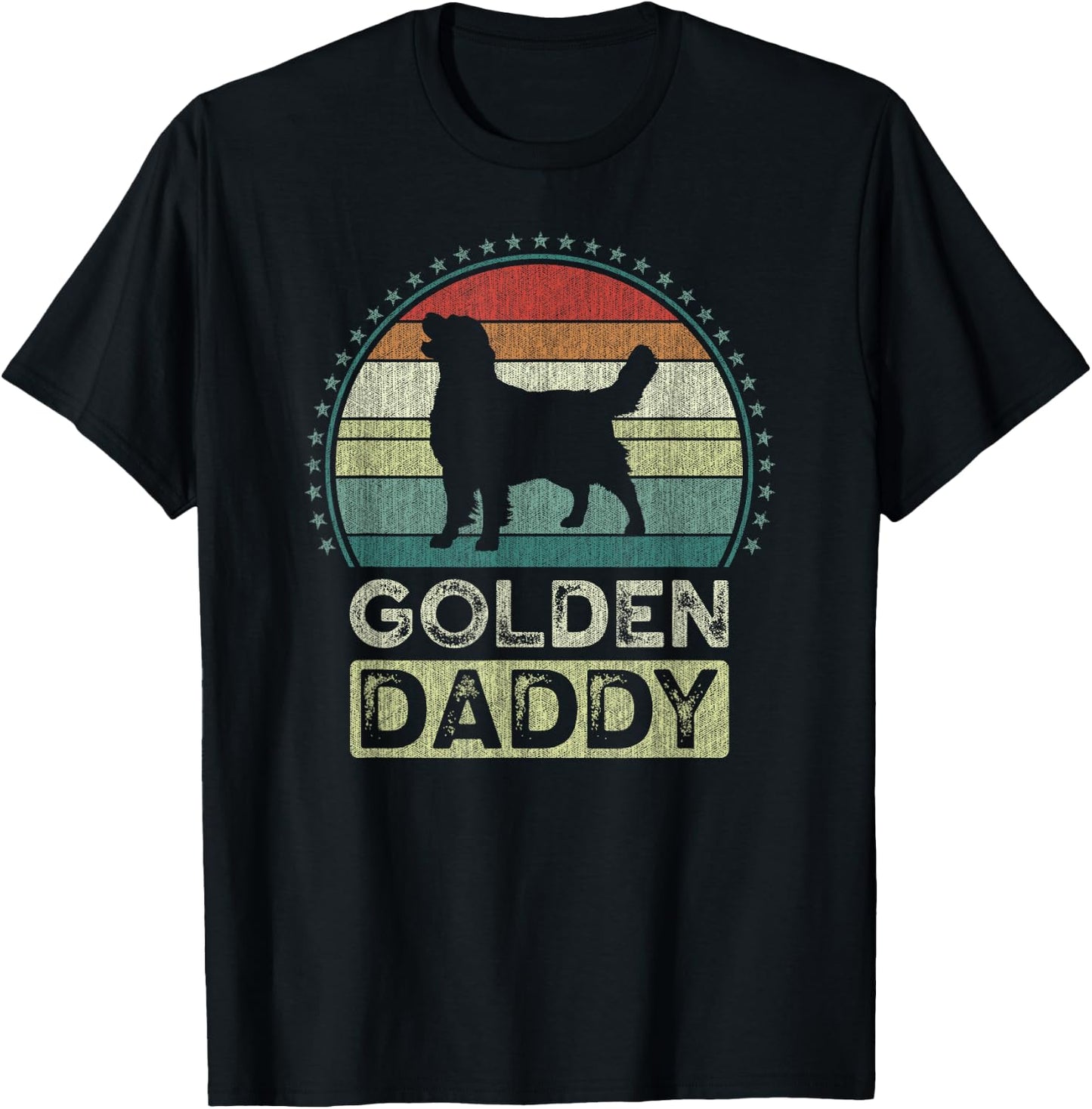 Golden Daddy, Father's Day, Golden Retriever Dad T-Shirt - T-Shirt | Black