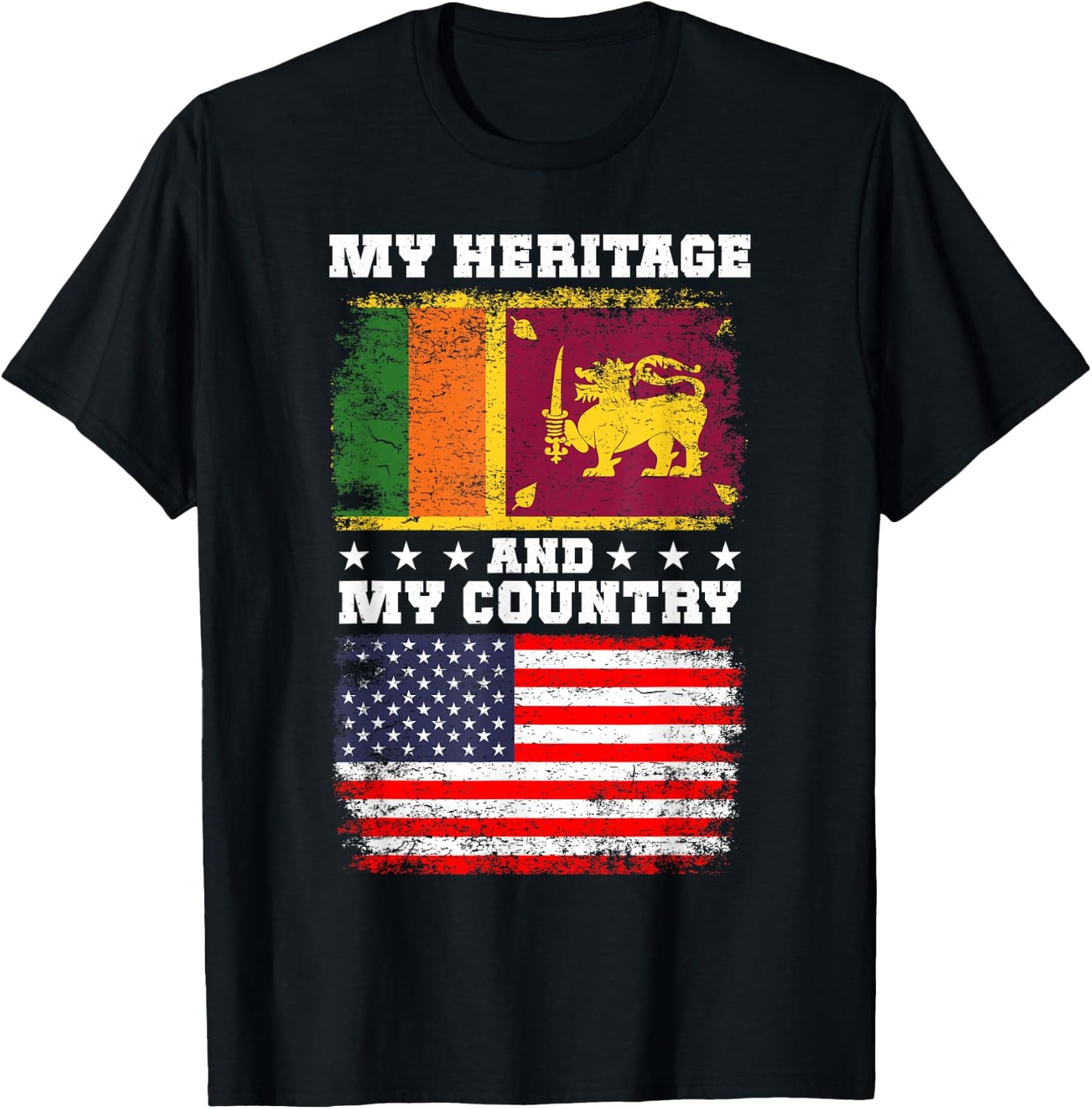 Sri Lankan Heritage Uniform American Outfit Sri Lanka Flag T-Shirt - T-Shirt | Black