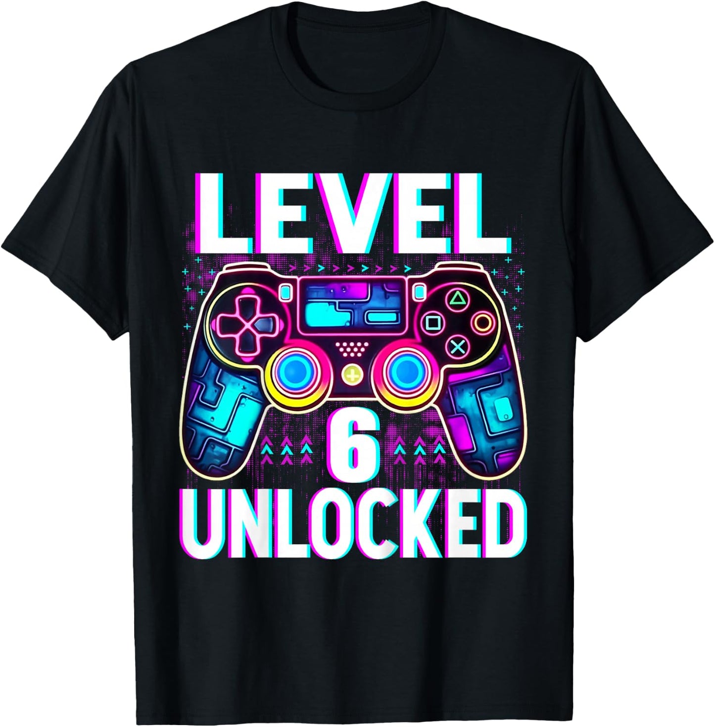 Kids Level 6 Unlocked Shirt Funny Video Gamer Geek 6th Birthday T-Shirt - T-Shirt | Black