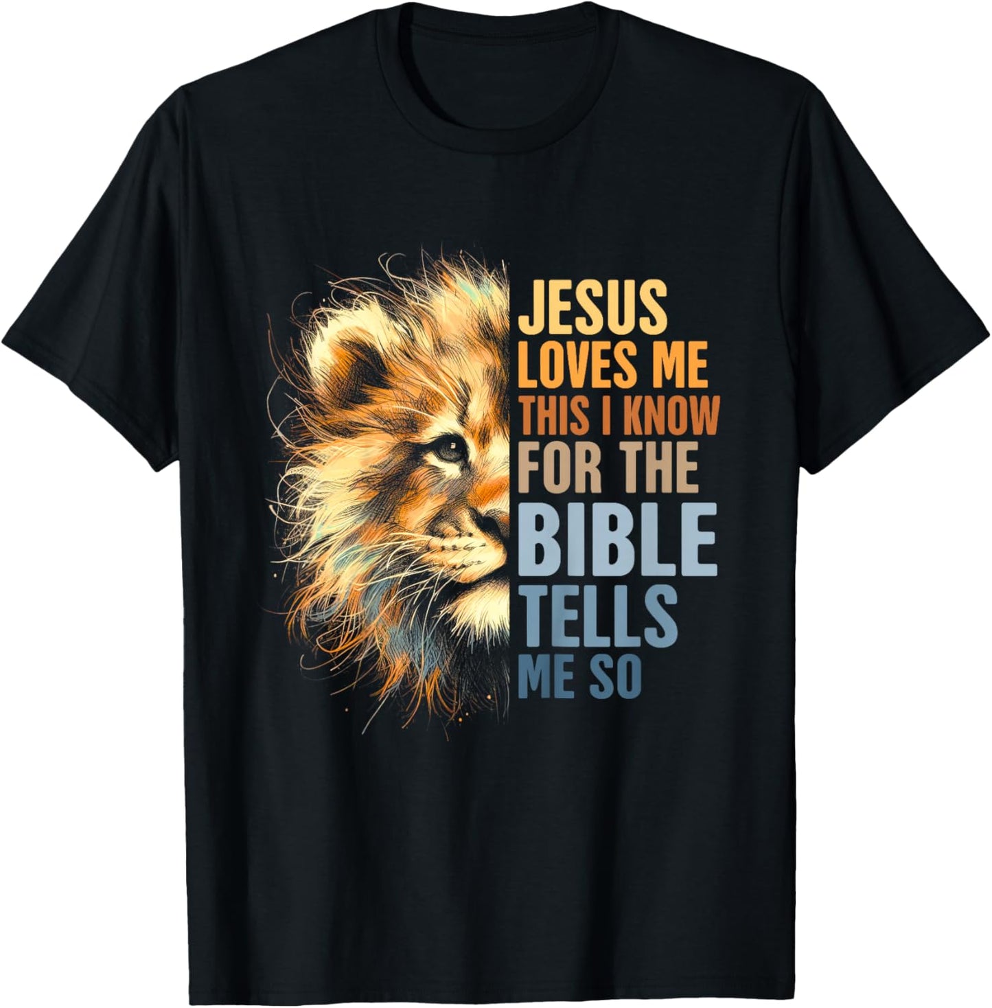 Kids Lion Christian Religious Baby Jesus Loves Me This I Know T-Shirt - T-Shirt | Black