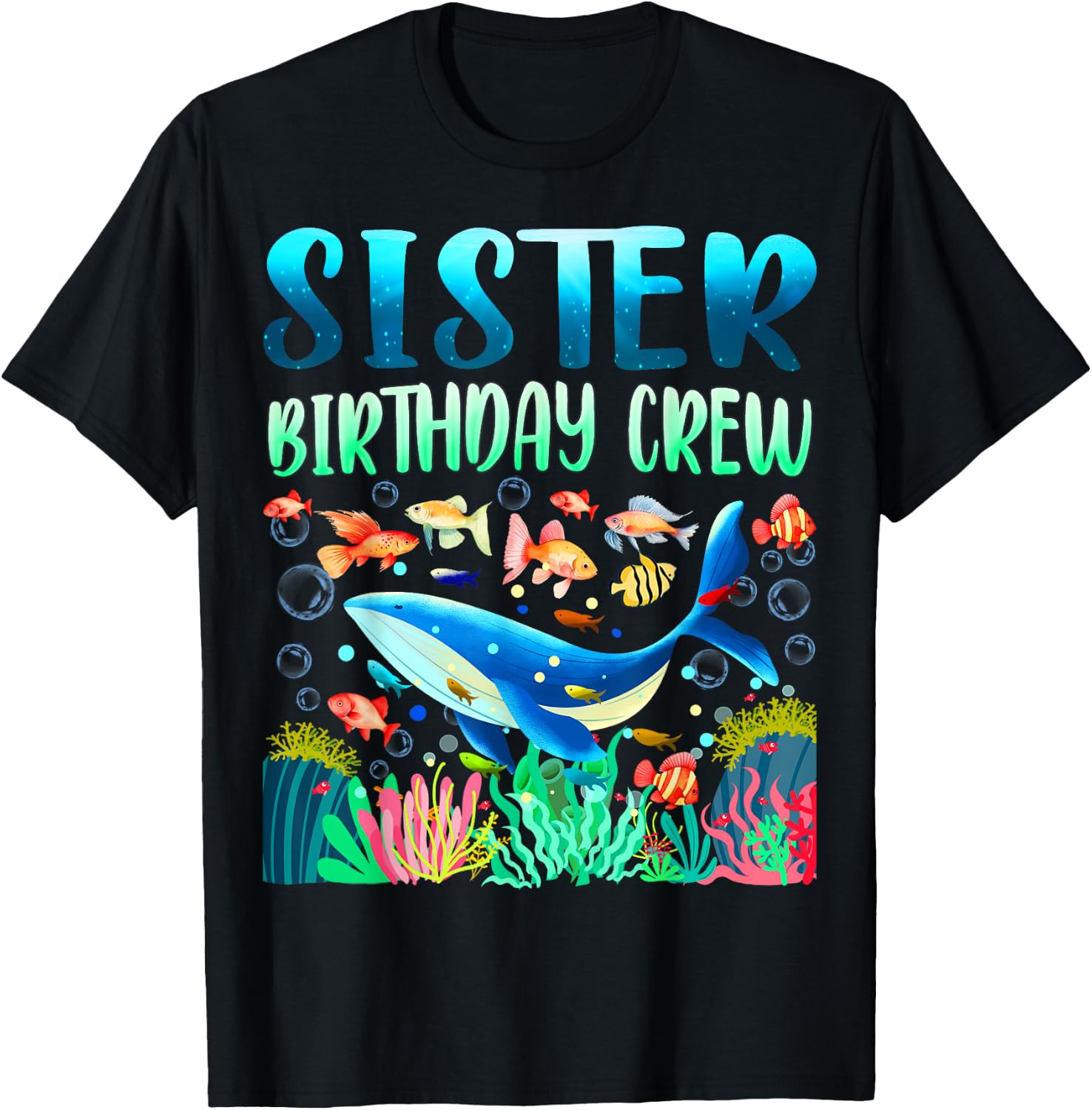 Sister Of The Birthday Boy Sea Fish Ocean Animals Aquarium T-Shirt - T-Shirt | Black