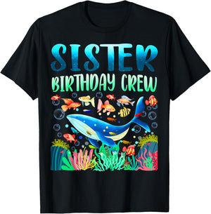 Sister Of The Birthday Boy Sea Fish Ocean Animals Aquarium T-Shirt - T-Shirt | Black