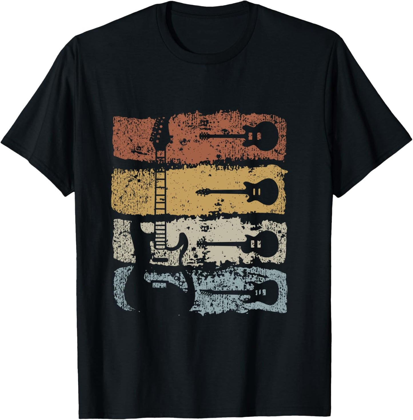 Guitar Player Rock Music Retro Guitar Shirt, black T-Shirt - T-Shirt | Black