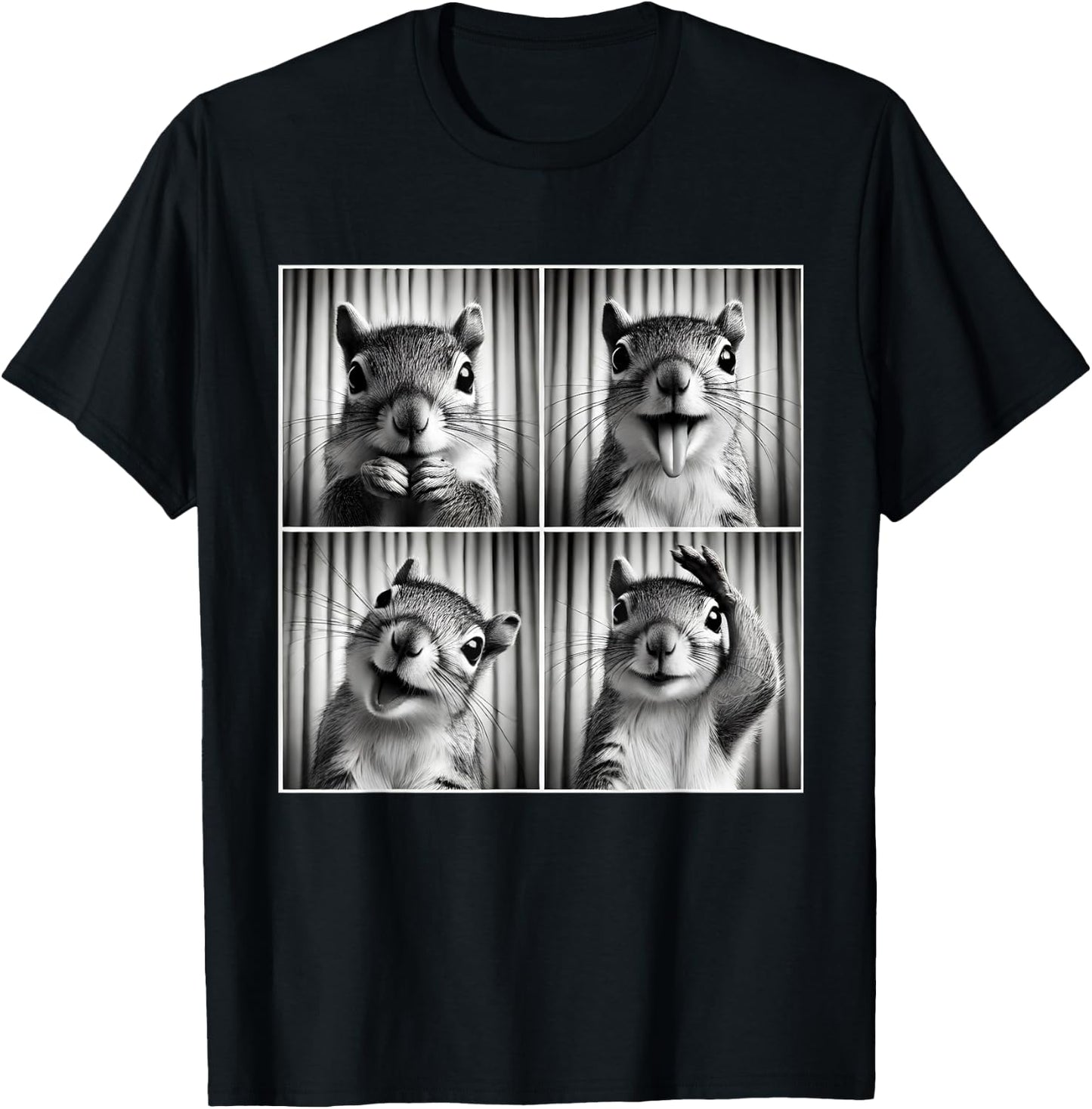Cute Squirrel Selfie Photo Funny Photobooth Squirrel Lover T-Shirt - T-Shirt | Black
