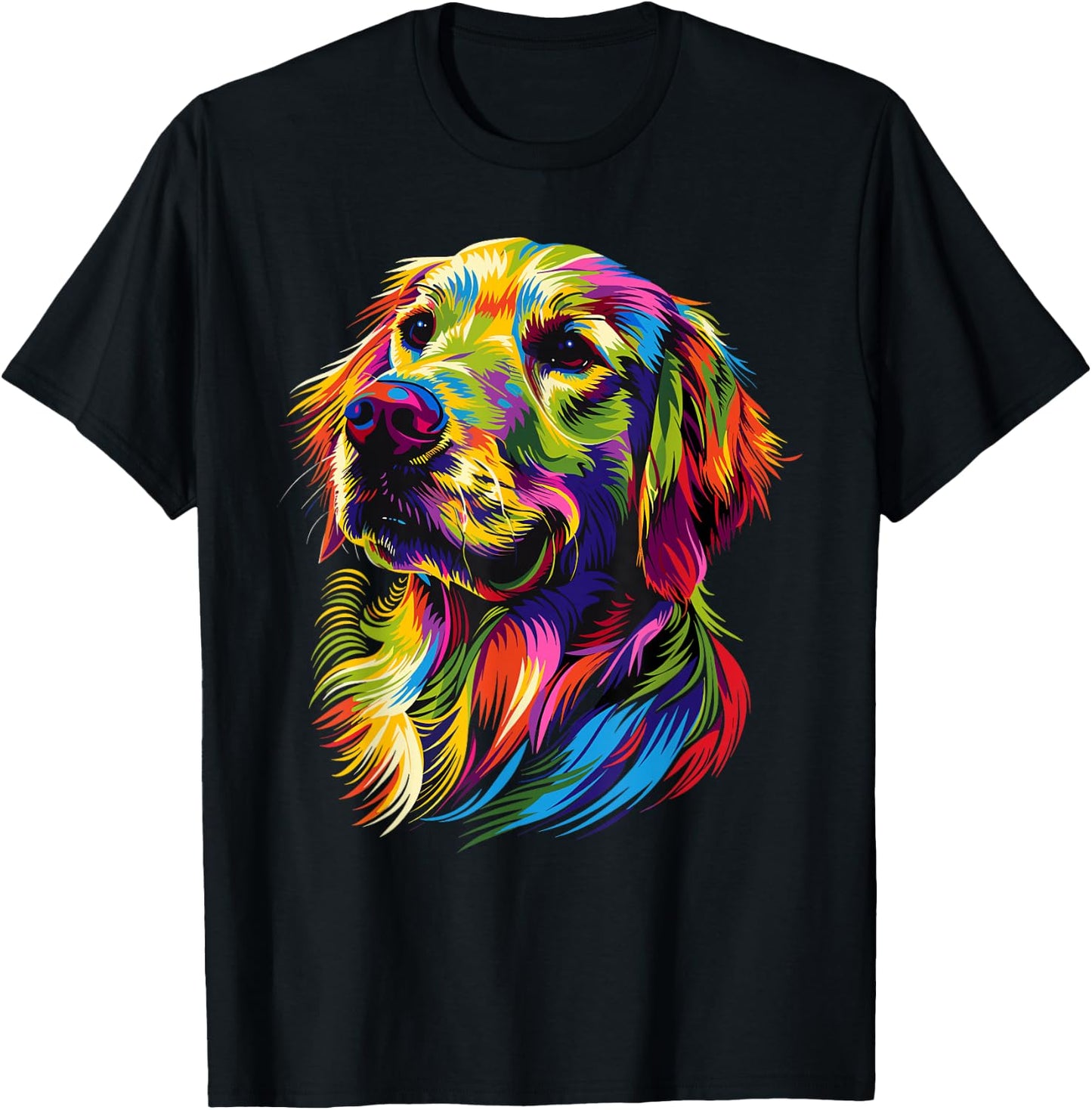 Golden Retriever Dog Colourful Pop Art Dog Lovers , black T-Shirt - T-Shirt | Black