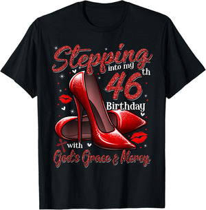 High Heels Stepping Into My 46th Birthday 46 and Fabulous T-Shirt - T-Shirt | Black