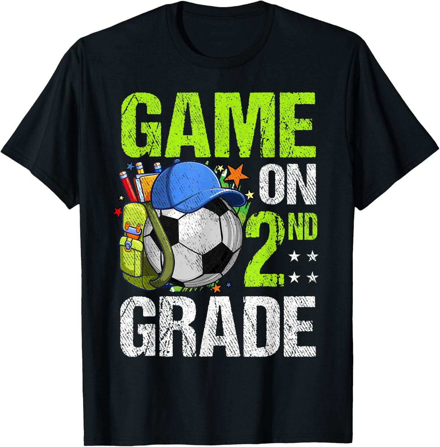 Game On 2nd Grade Soccer Back To School Boy Girl Kids Gift T-Shirt - T-Shirt | Black