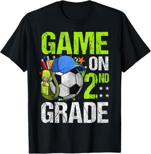 Game On 2nd Grade Soccer Back To School Boy Girl Kids Gift T-Shirt - T-Shirt | Black