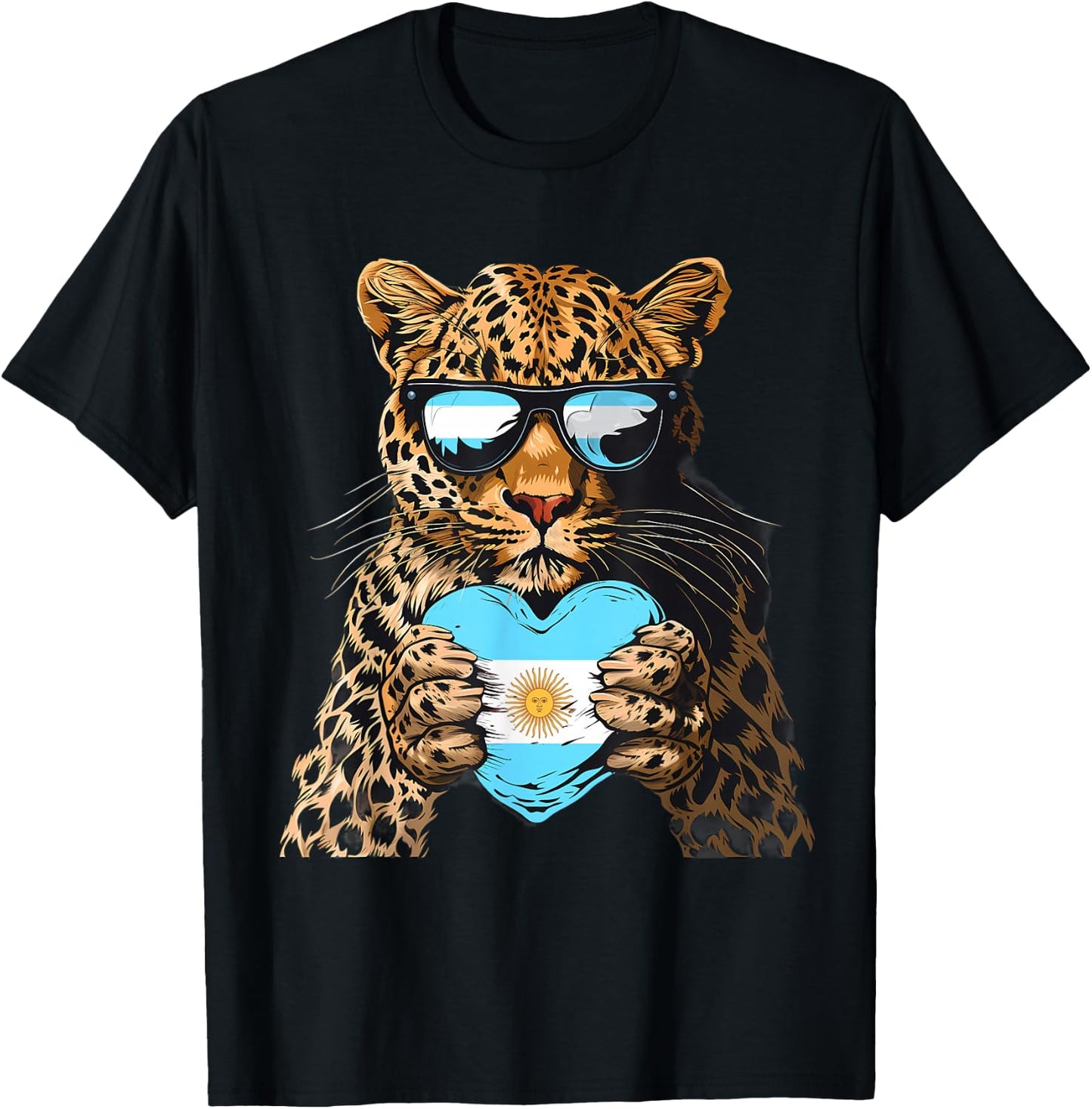 Argentina Leopard Heart Argentinian Roots Argentina Pride T-Shirt - T-Shirt | Black
