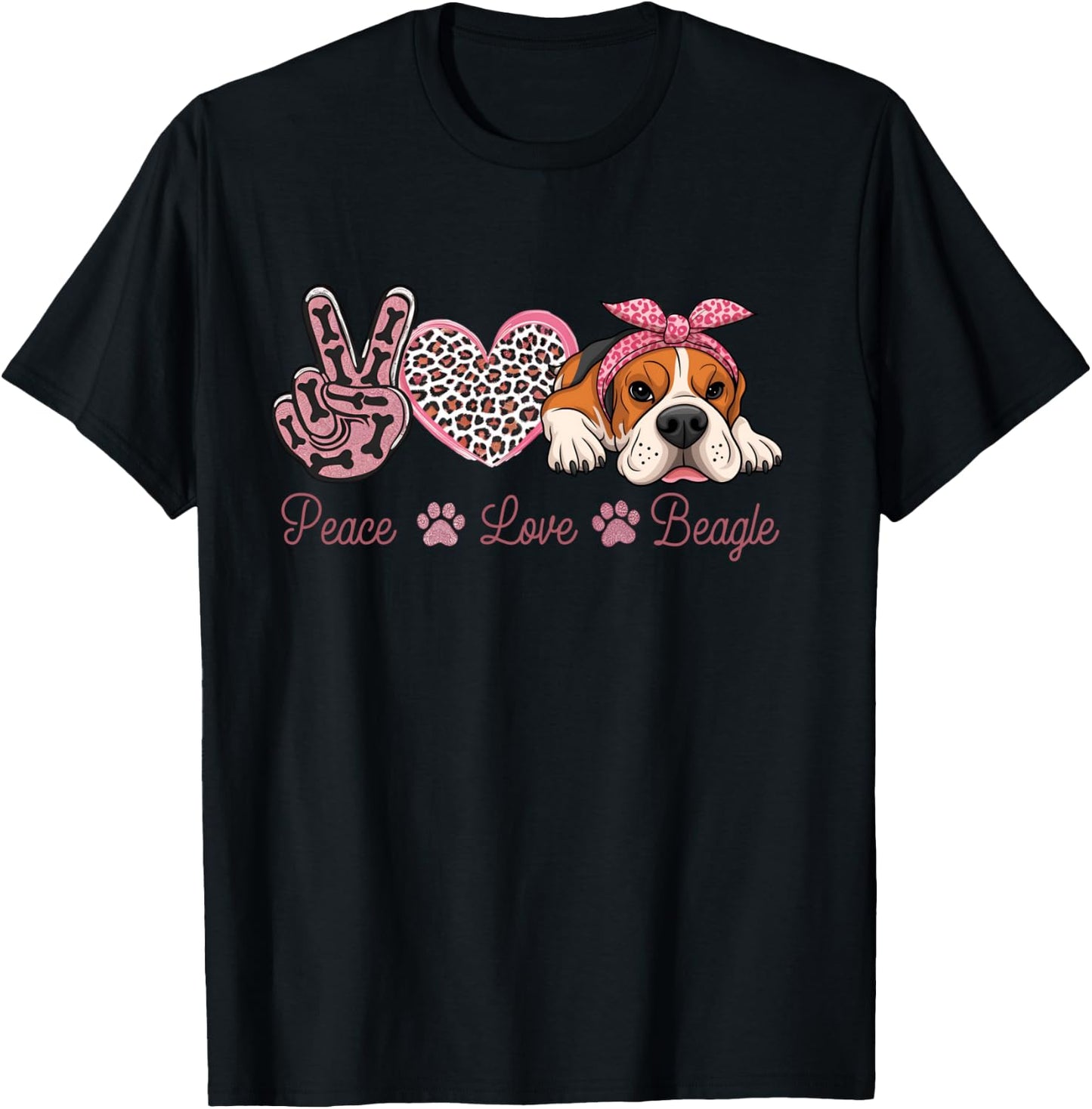 Funny Puppy Dog Mom Peace Love Beagle Dog Mother's Day T-Shirt - T-Shirt | Black