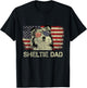Sheltie Dad Dog Lovers American Flag 4th Of July Men T-Shirt - T-Shirt | Black