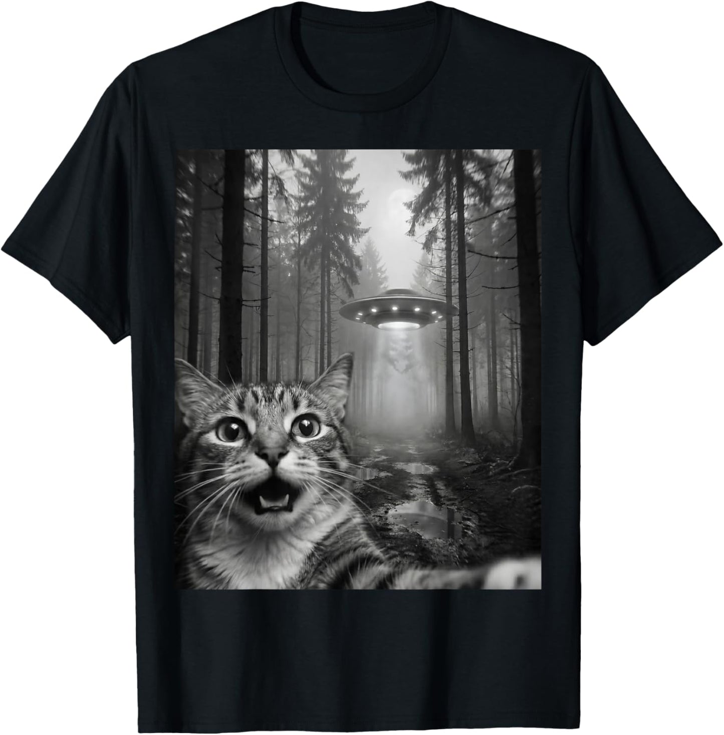 Chat Témoin OVNI Humour Paranormal Rencontre Insolite T-Shirt - T-Shirt | Black