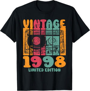 Vintage Greatest Hits 1998 Limited Edition Retro Birthday T-Shirt - T-Shirt | Black