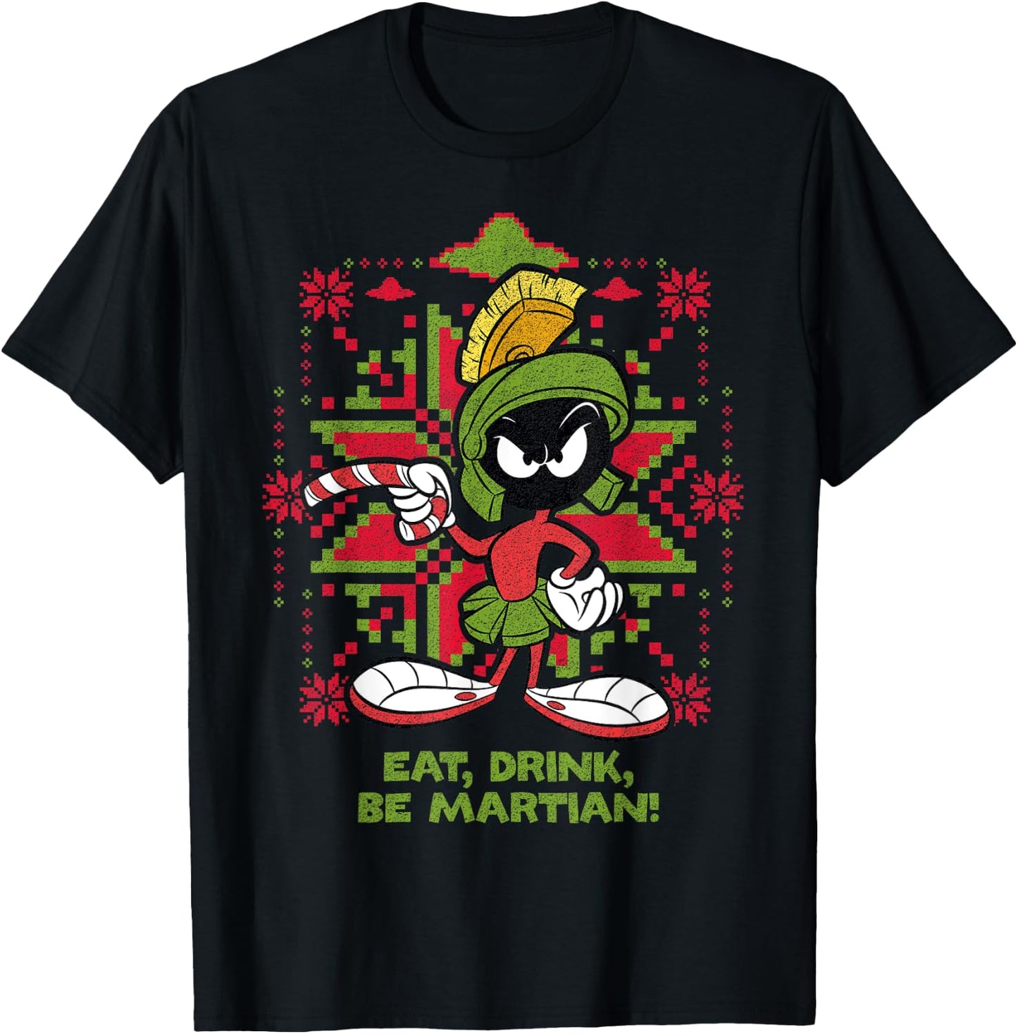 Marvin Martian Xmas Eat Dark T-Shirt - T-Shirt | Black