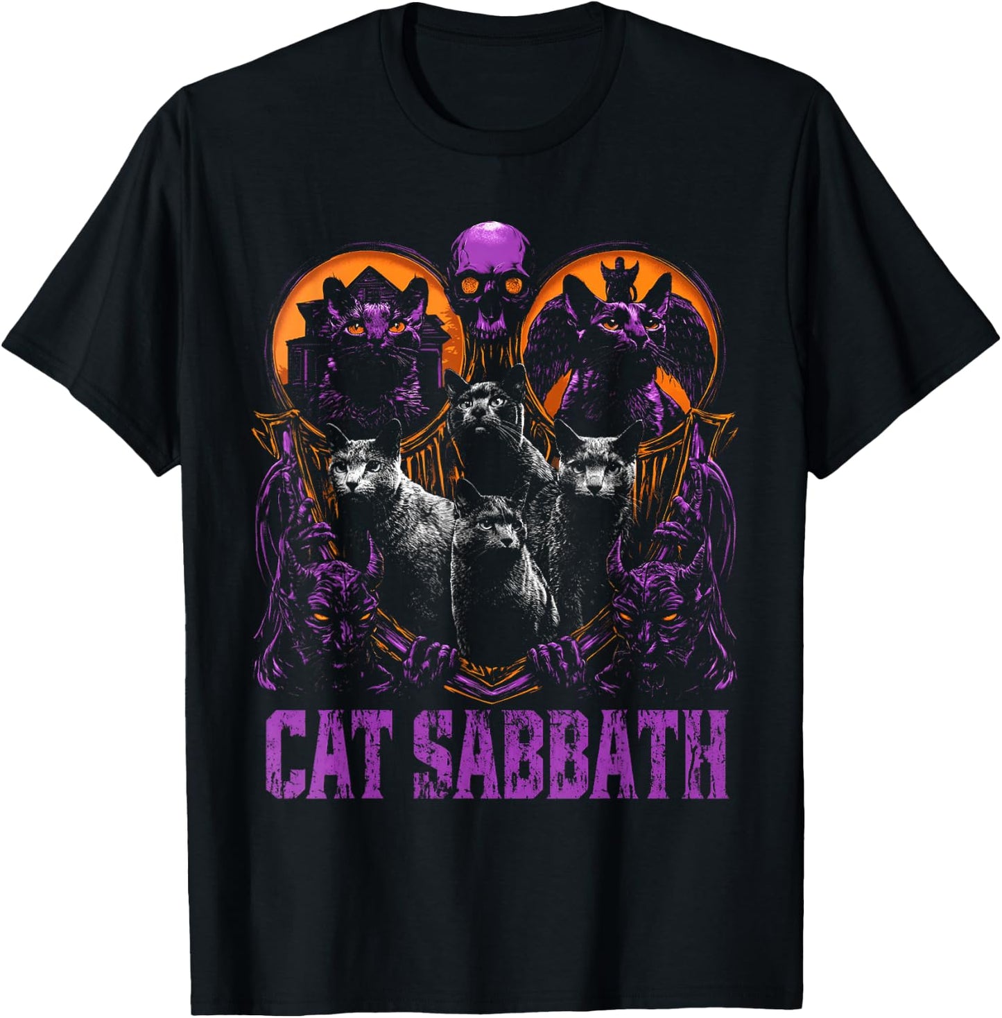 Cat Sabbath Feline Heavy Rock Band Parody Rock Music T-Shirt - T-Shirt | Black