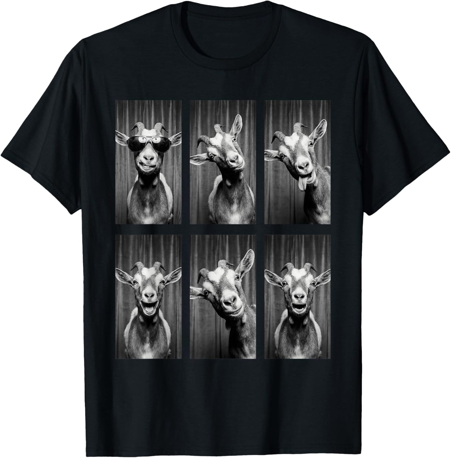 Goat Photobooth Funny Farm Animal Portrait T-Shirt - T-Shirt | Black