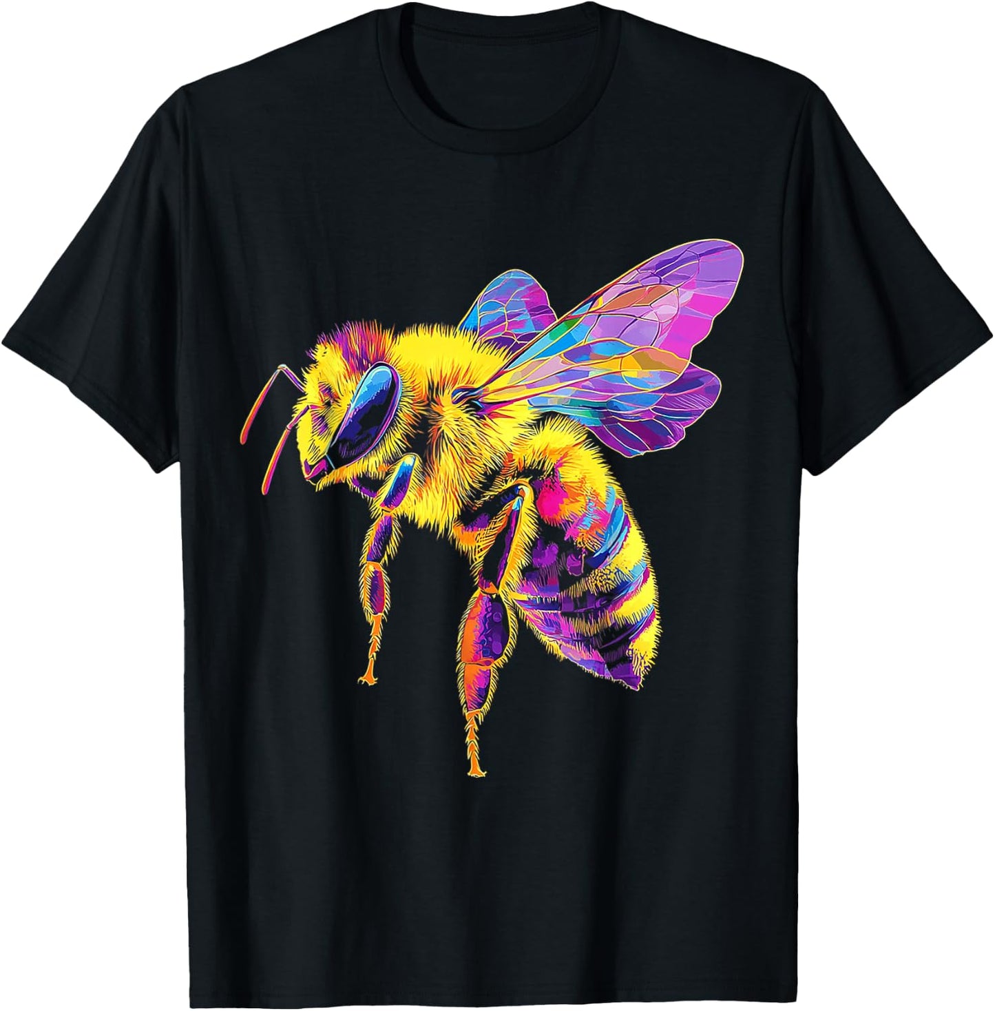 Bee Animal Motif Geometric Artwork Bee T-Shirt - T-Shirt | Black