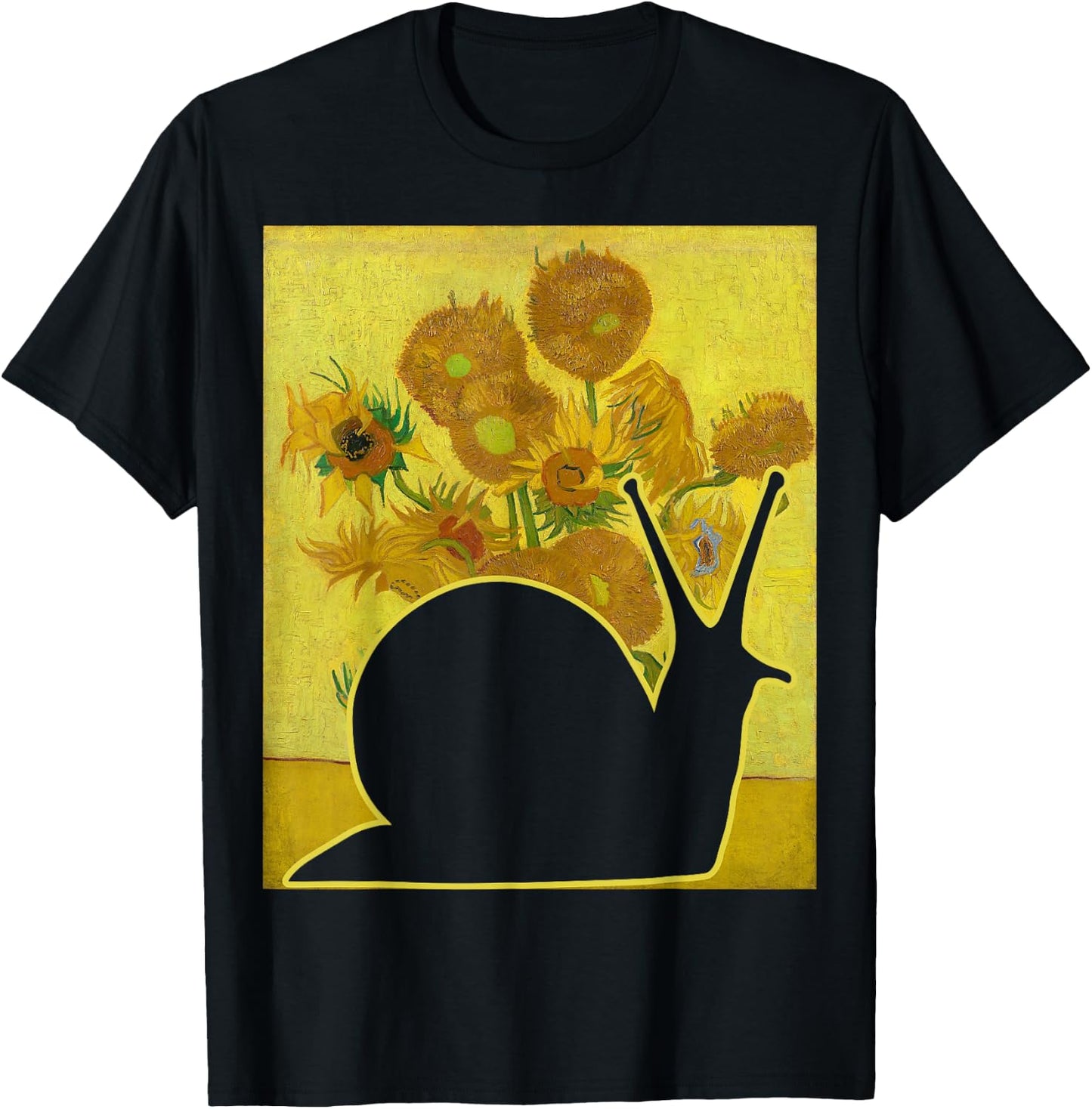 Snail Sunflowers Snail Lover Malacology Snail Painting T-Shirt - T-Shirt | Black