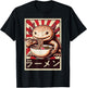 Funny Vintage Axolotl Eating Ramen. Anime Axolotl Ramen T-Shirt - T-Shirt | Black