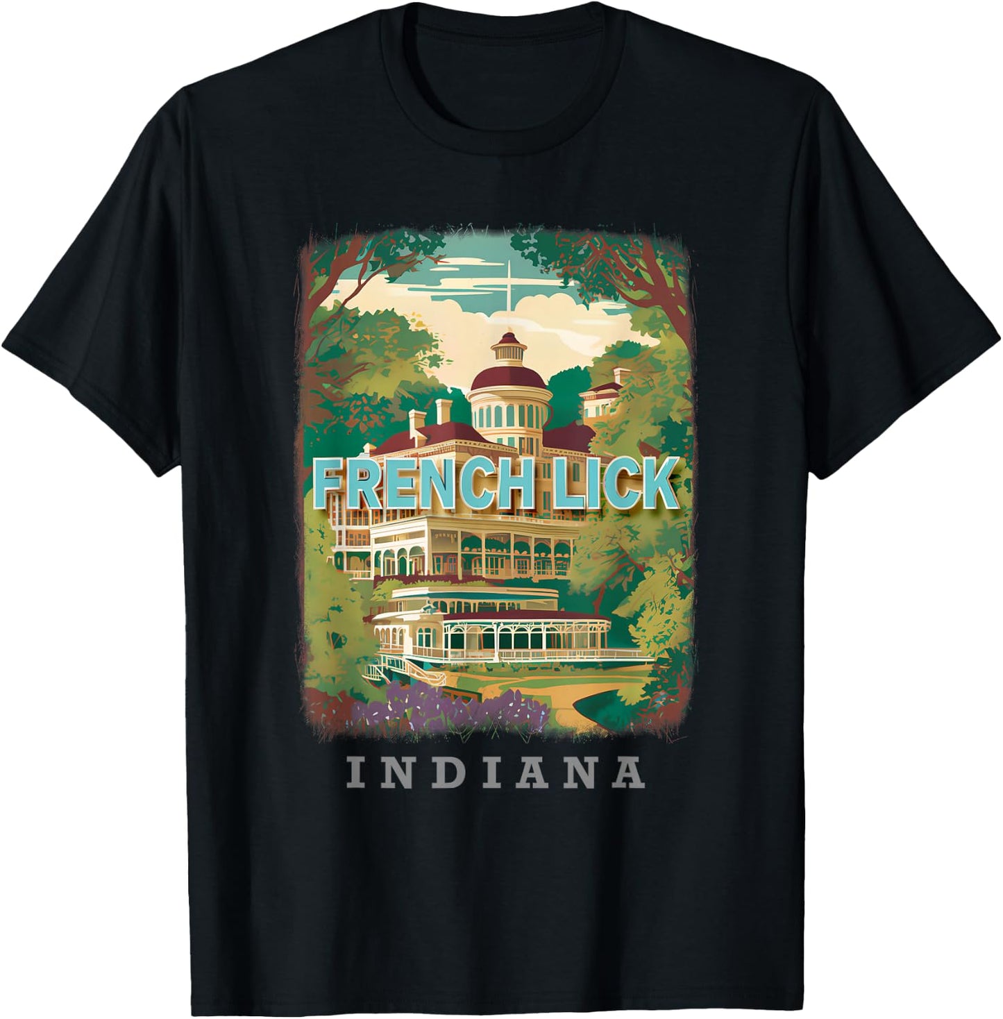 French Lick Indiana IN Historic Charm SD091 T-Shirt - T-Shirt | Black