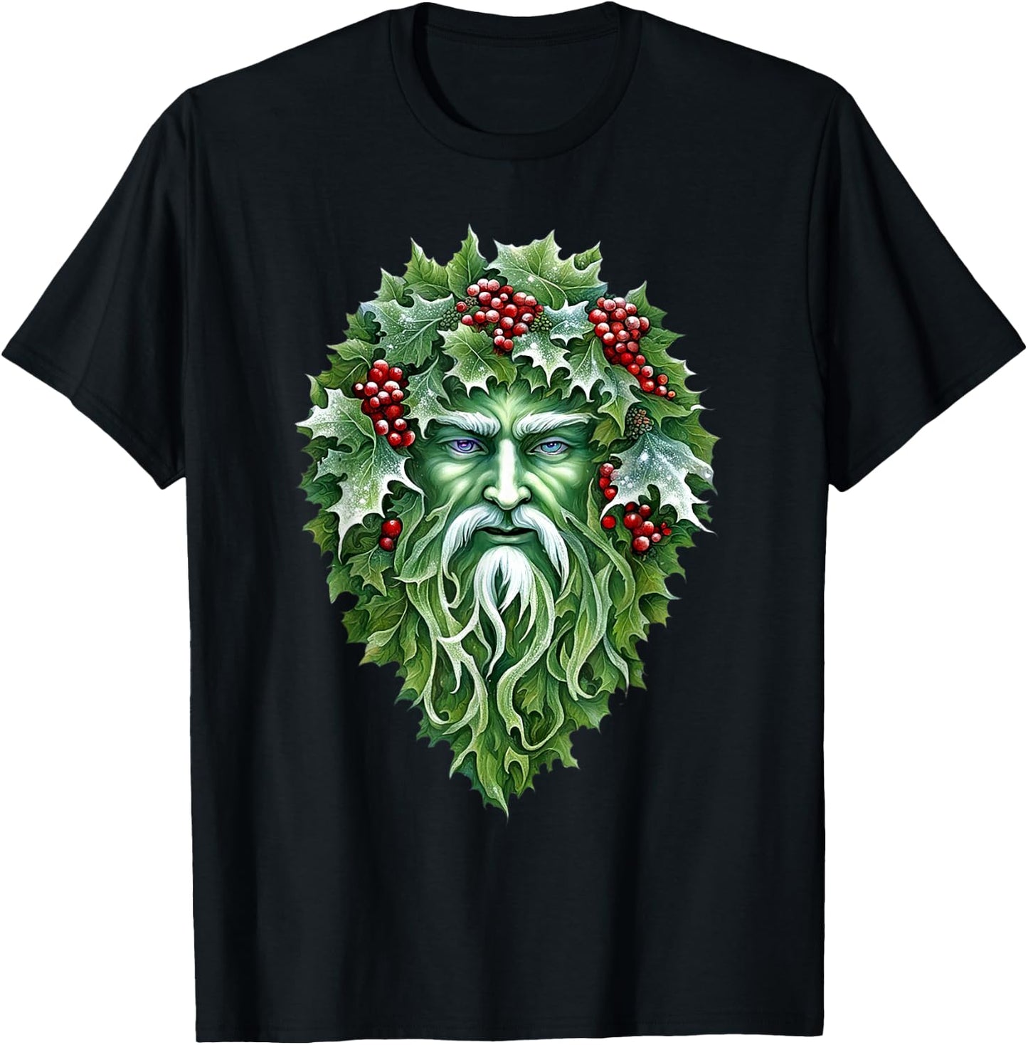 Yule Holly King Green T-Shirt - T-Shirt | Black