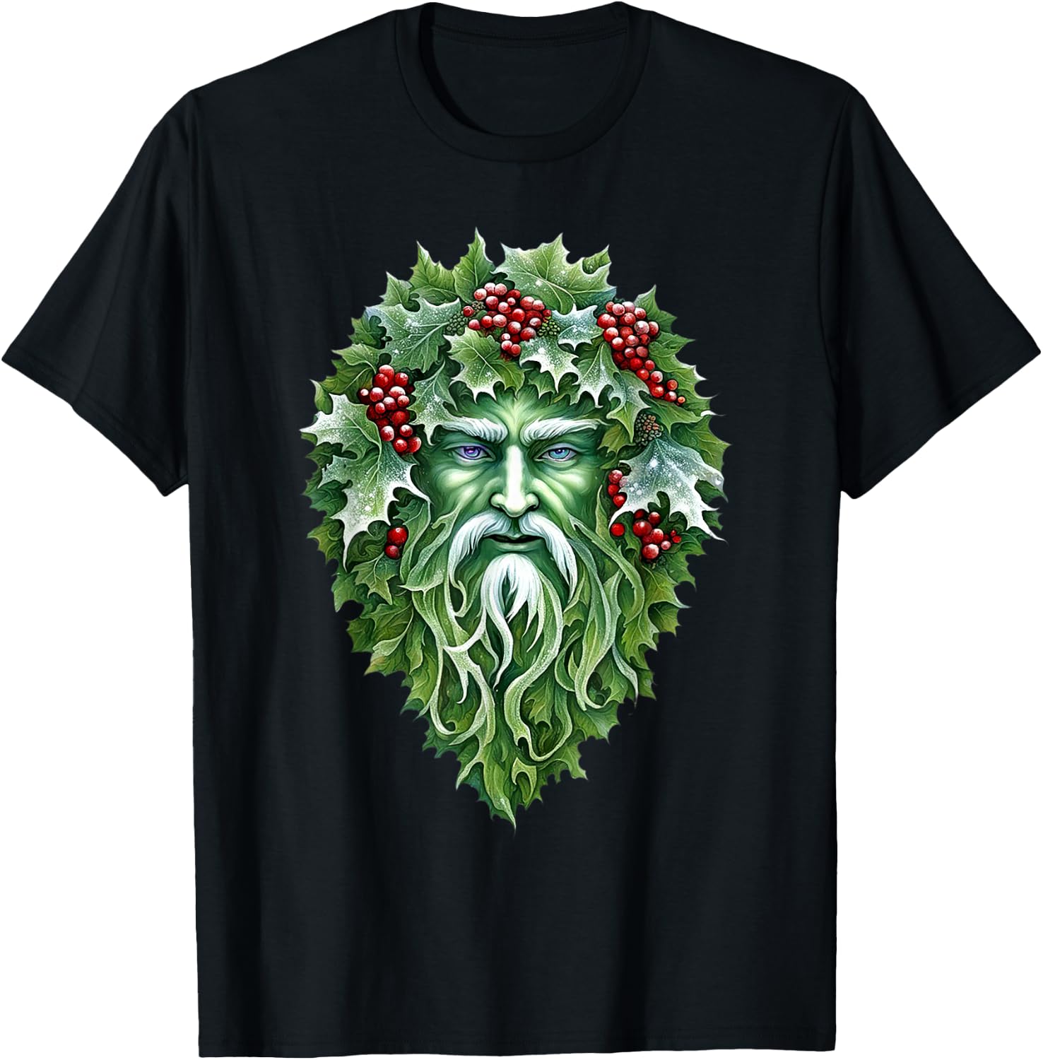 Yule Holly King Green T-Shirt - T-Shirt | Black